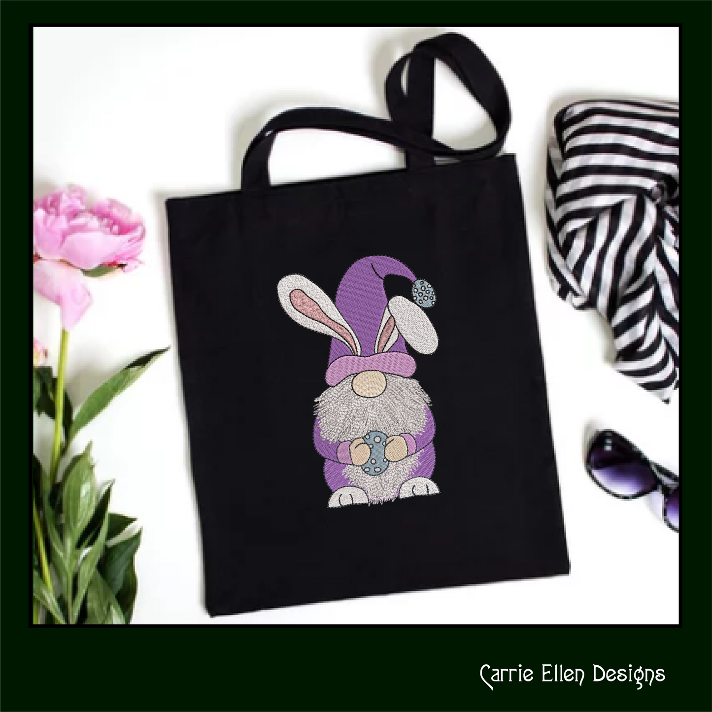 Gnome Easter Bunny Machine Embroidery Design – Holiday Easter Egg Bunny – 6 Sizes (1385)
