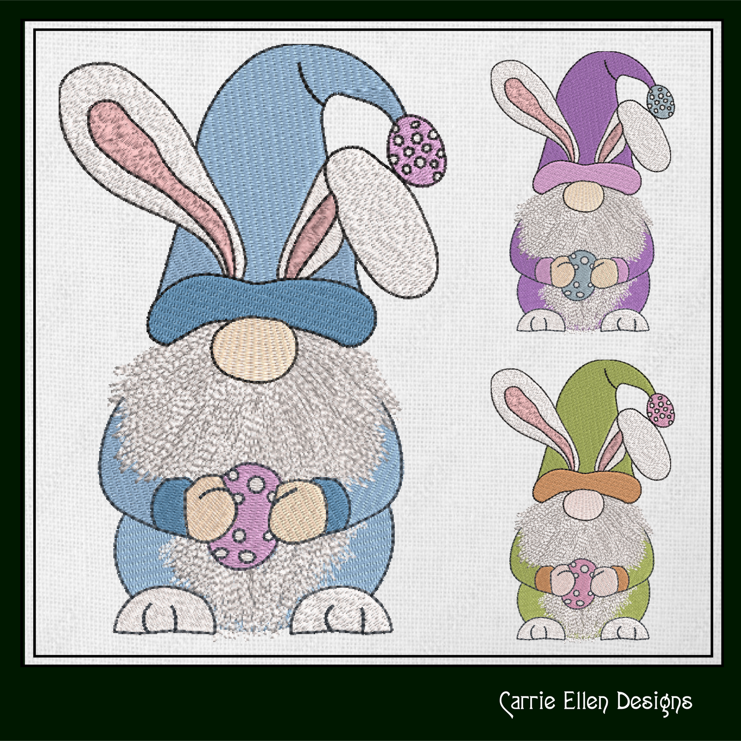 Gnome Easter Bunny Machine Embroidery Design – Holiday Easter Egg Bunny – 6 Sizes (1385)