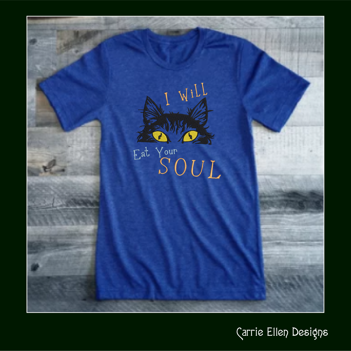 Eat Your Soul Cat Machine Embroidery Design – Evil Black Cat Design with Embroidered Sayings – Hungry Kitty Design – 8 Sizes (1010)