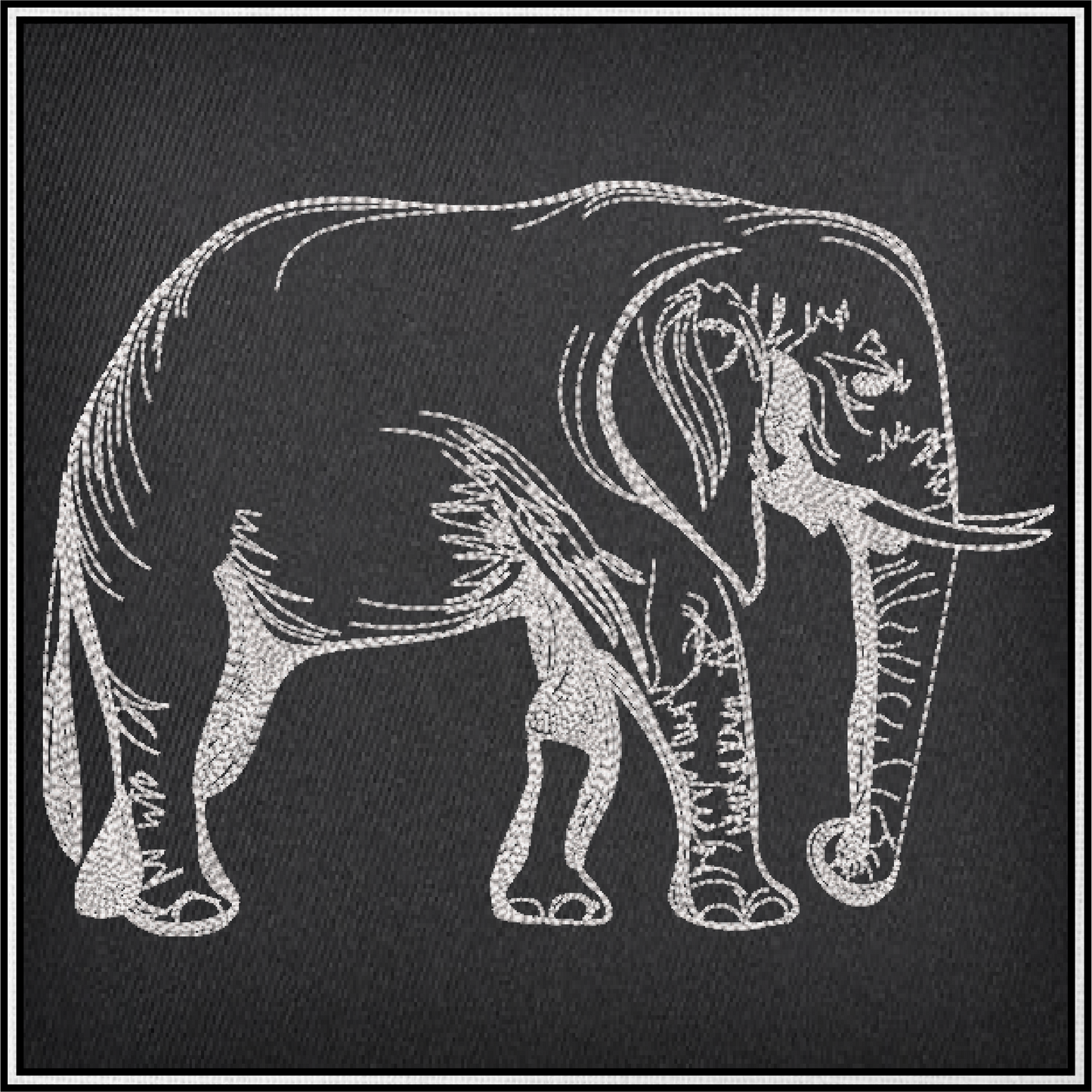 Elephant Sketch Machine Embroidery Design | Grazing Safari Elephant Embroidery Pattern | Large Land Animal Embroidery | 6 Sizes (0804)