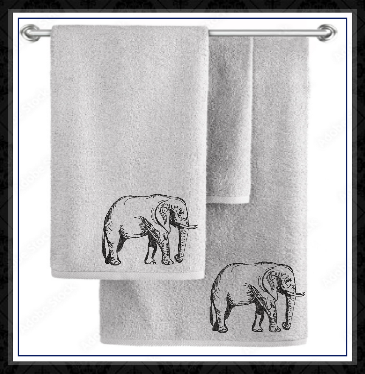 Elephant Sketch Machine Embroidery Design | Grazing Safari Elephant Embroidery Pattern | Large Land Animal Embroidery | 6 Sizes (0804)