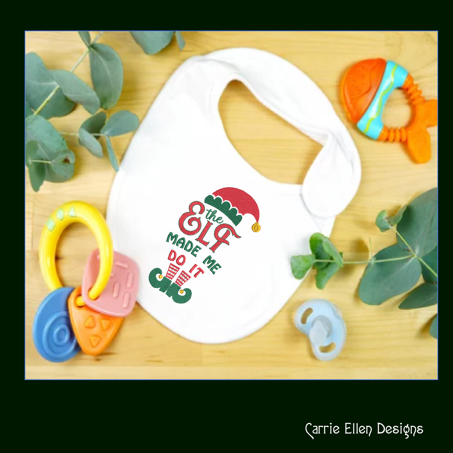 The Elf Made Me Do It Christmas Machine Embroidery Design – Funny Holiday Saying, 8 Sizes (1058)