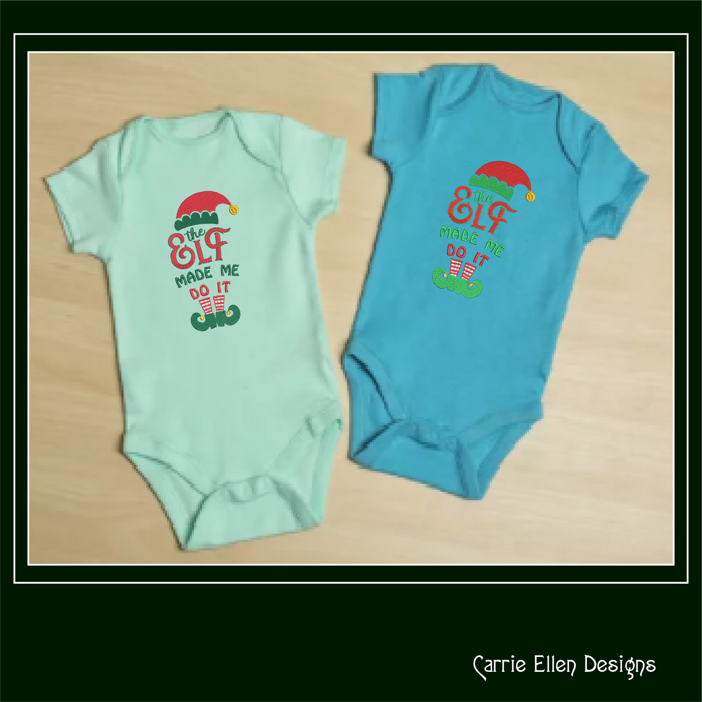 The Elf Made Me Do It Christmas Machine Embroidery Design – Funny Holiday Saying, 8 Sizes (1058)