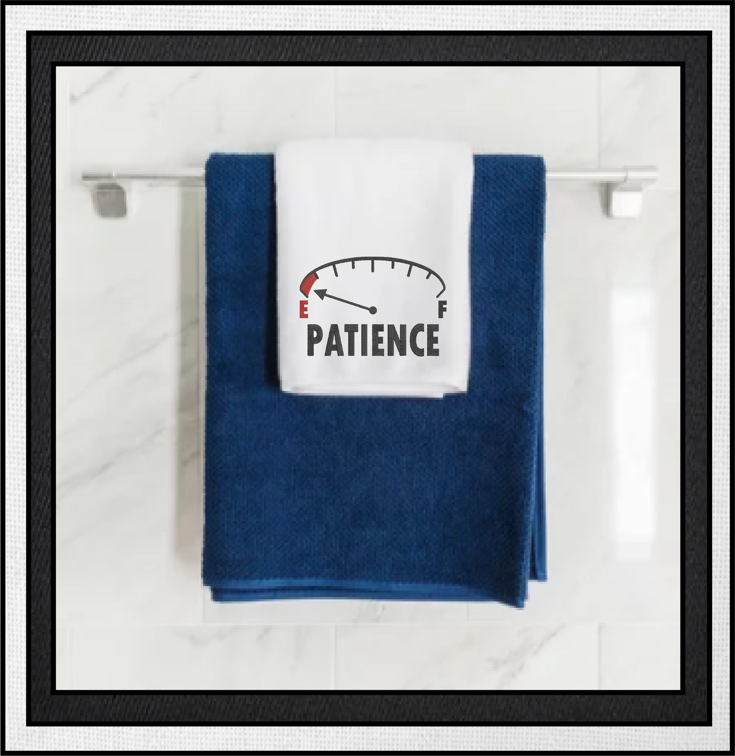 Patience on Empty Machine Embroidery Design – Funny Patience Meter, Sayings & Quotes, 8 Sizes (0344)
