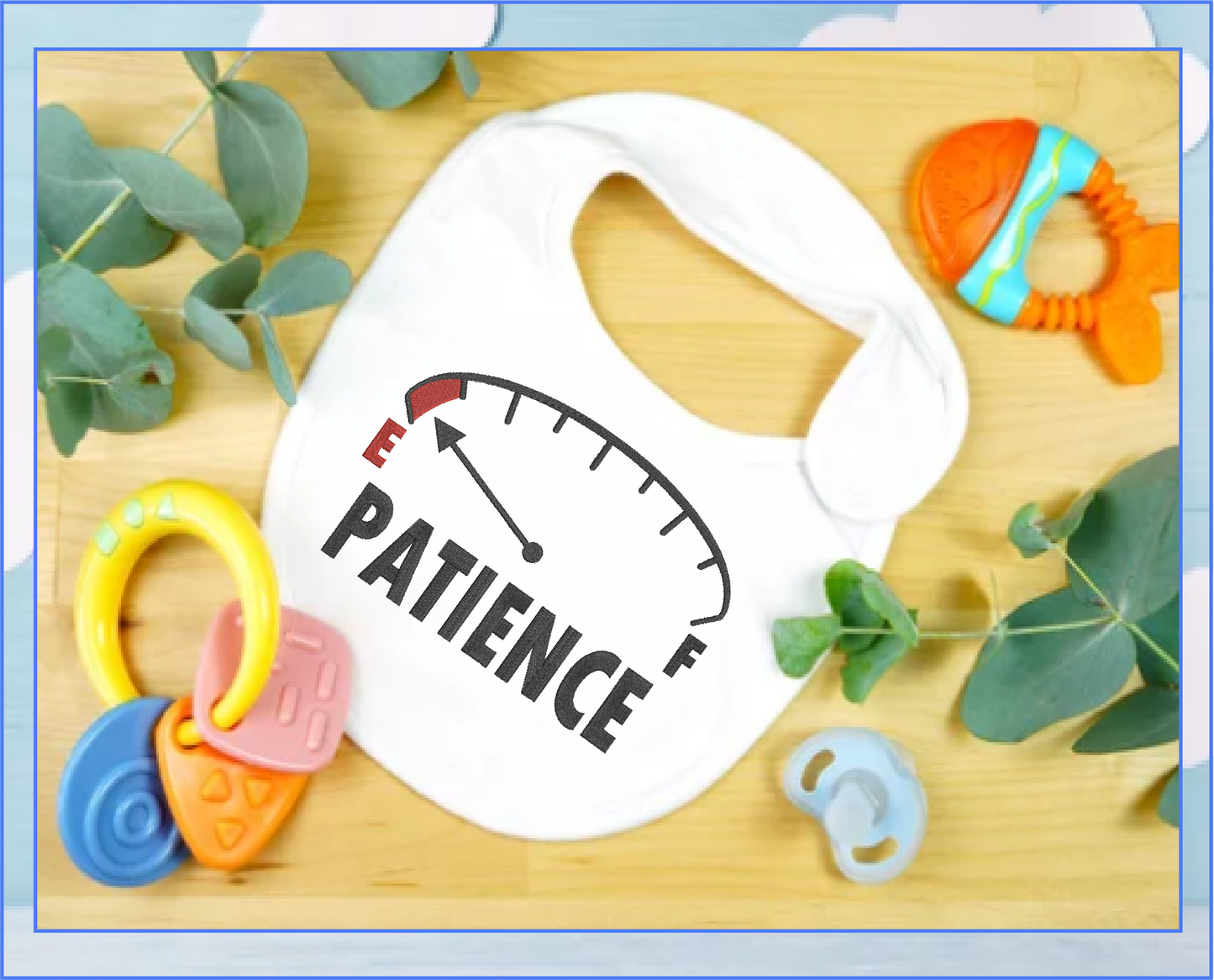 Patience on Empty Machine Embroidery Design – Funny Patience Meter, Sayings & Quotes, 8 Sizes (0344)