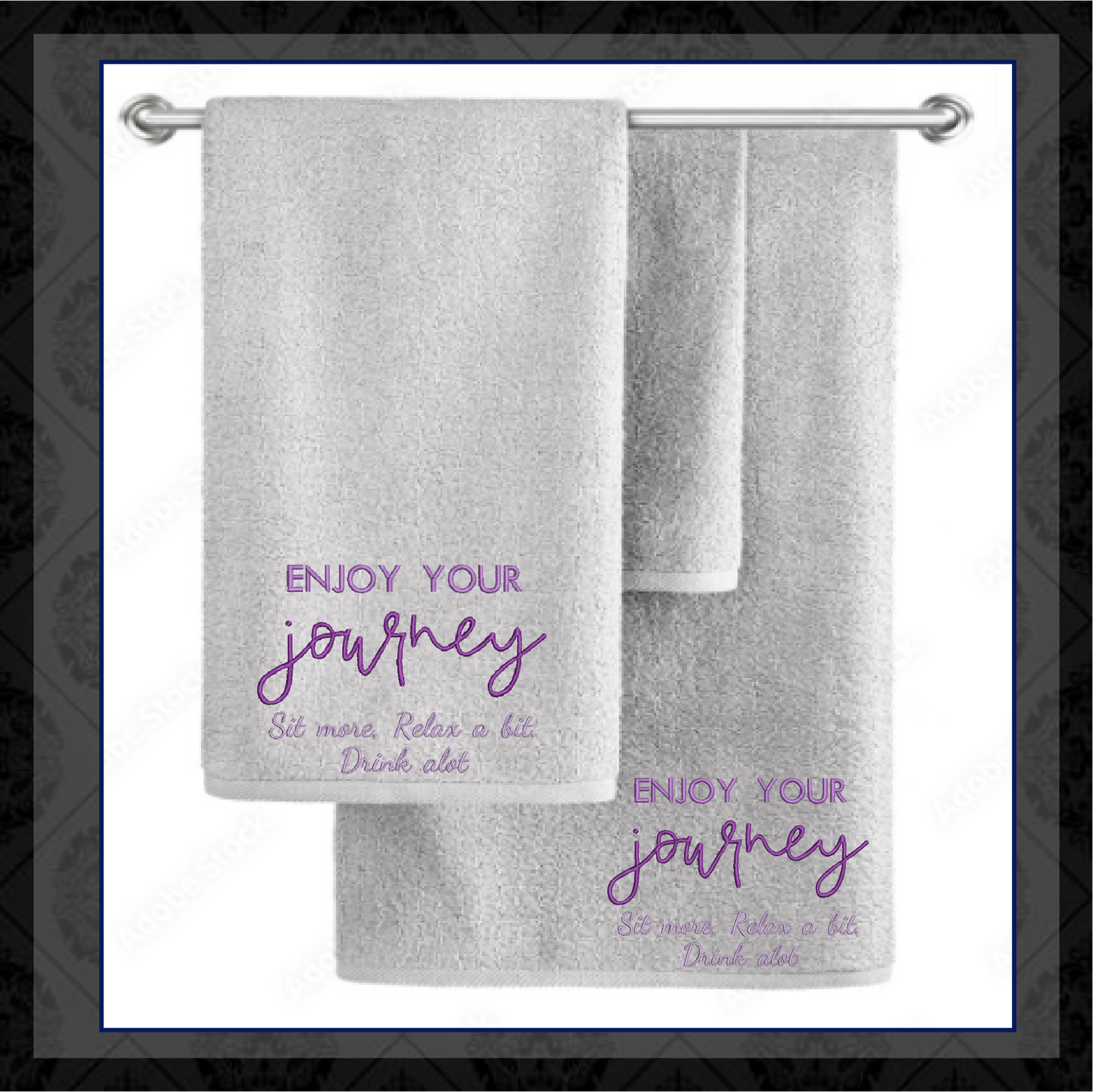 Enjoy Your Journey Machine Embroidery Design | Sit Relax Drink A Lot Funny Saying | Travel and Leisure Quotes Embroidery | 8 Sizes (0799)