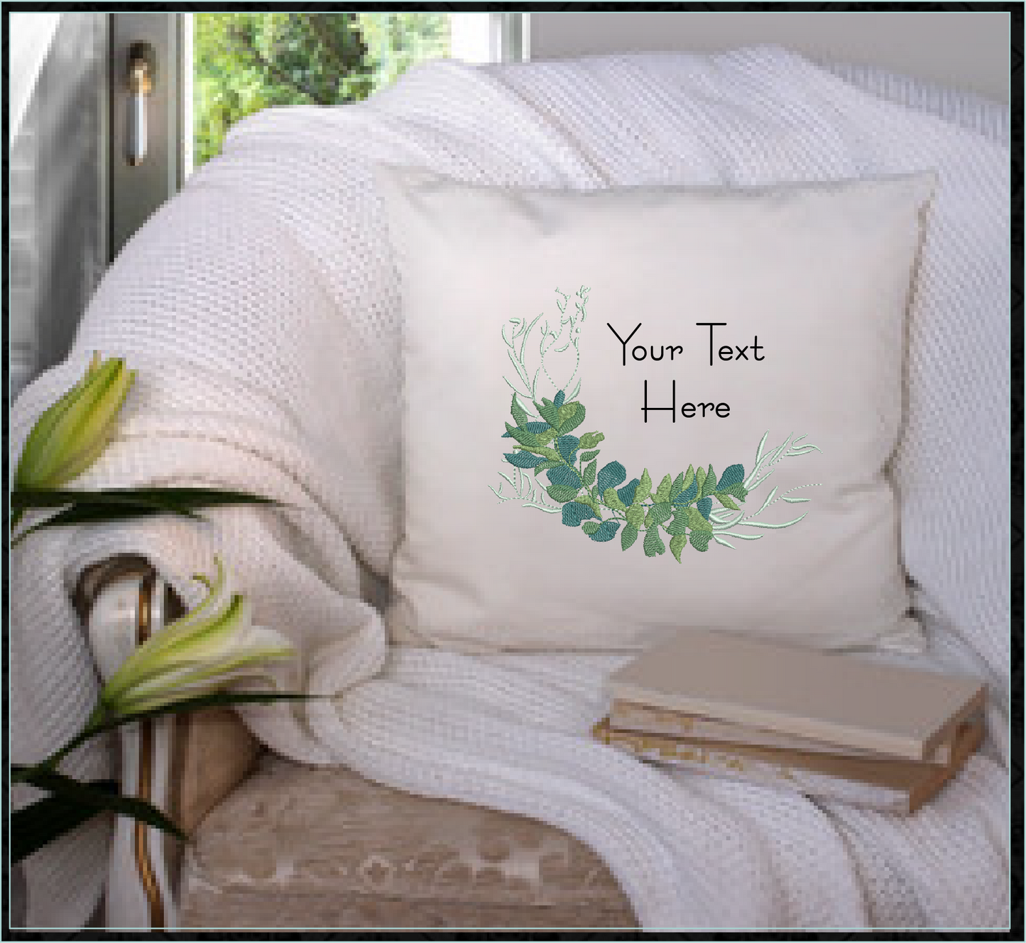 Eucalyptus Frame Machine Embroidery Design Bundle | Botanical Wreath Frames for Monograms and Text | Home & Garden Decor | 3 Designs, 4 Sizes Each (0856)