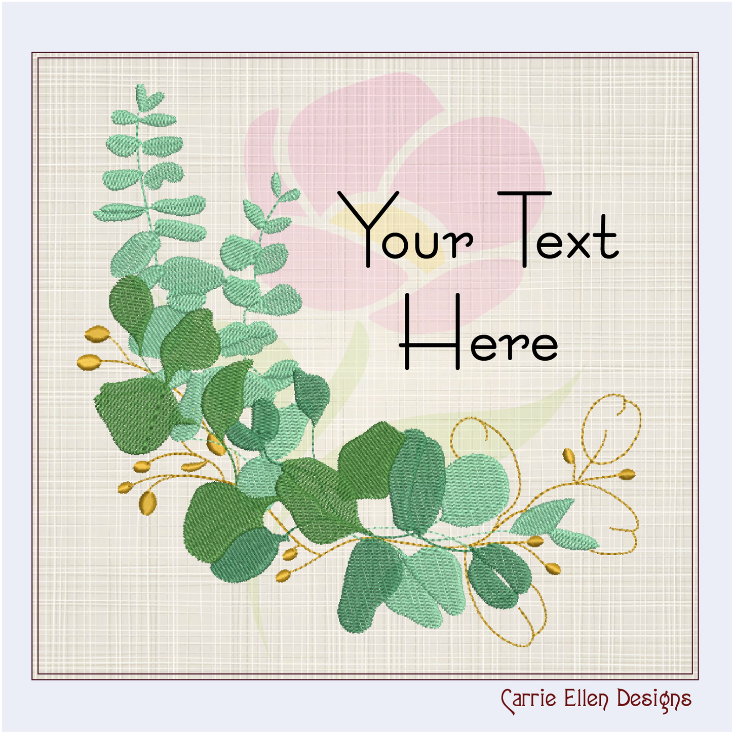 Eucalyptus Frame Machine Embroidery Design | Botanical Wreath Frame for Monograms and Text | Home & Garden Decor Element | 4 Sizes (0854)