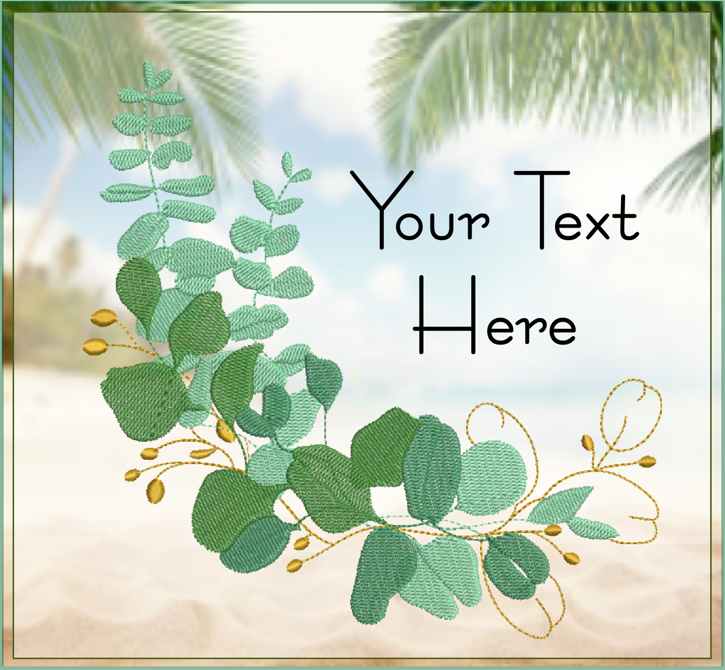 Eucalyptus Frame Machine Embroidery Design | Botanical Wreath Frame for Monograms and Text | Home & Garden Decor Element | 4 Sizes (0854)