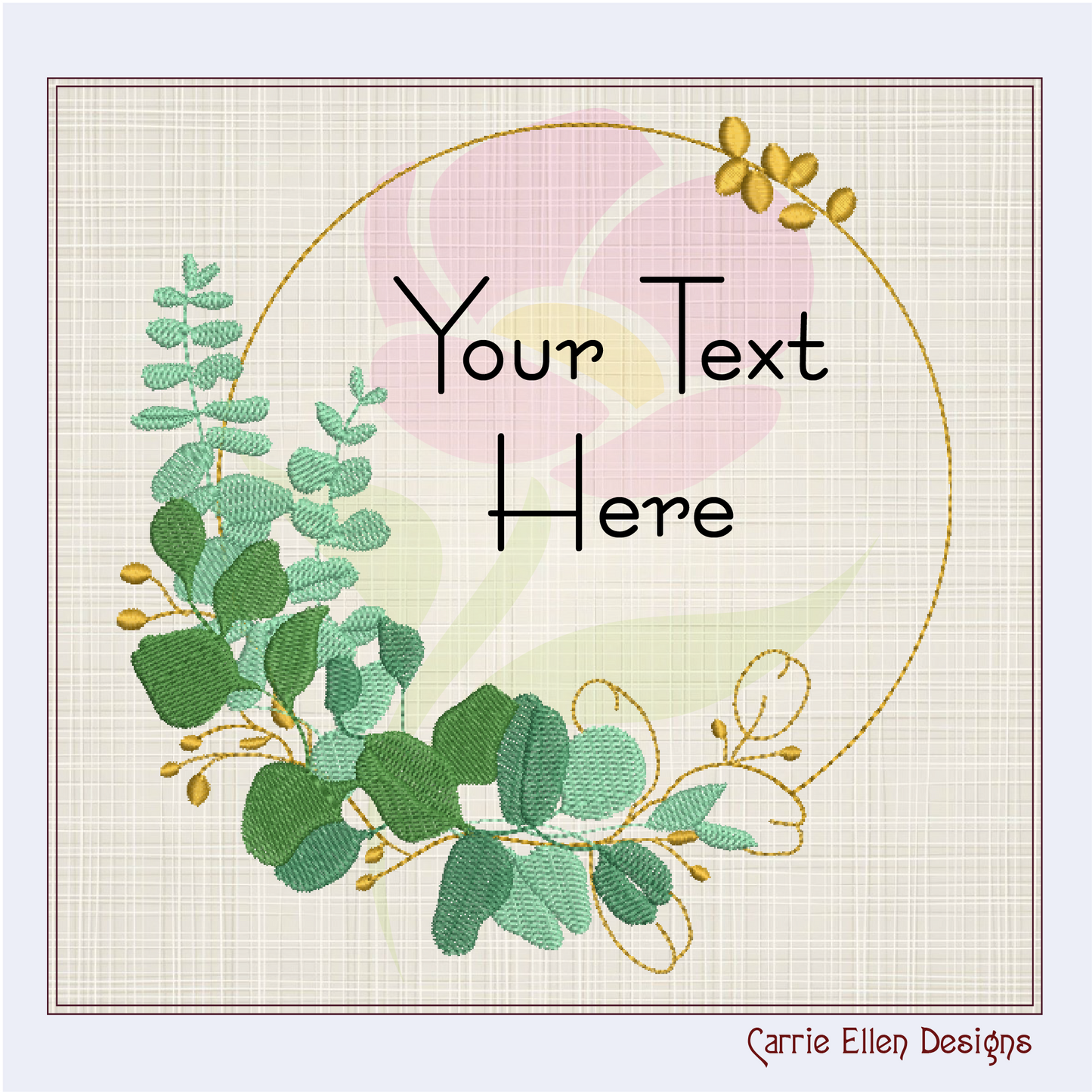 Eucalyptus Frame Machine Embroidery Design | Botanical Wreath Frame for Monograms and Text | Home & Garden Decor Element | 4 Sizes (0855)
