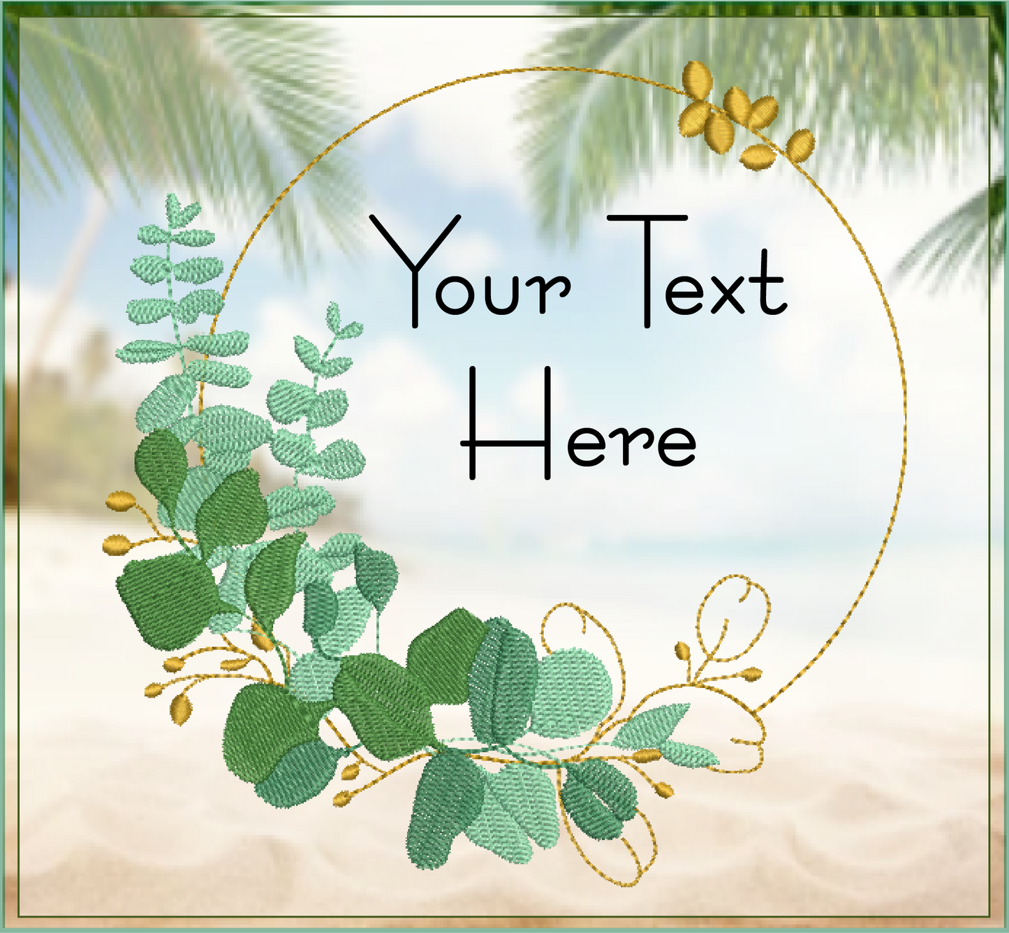 Eucalyptus Frame Machine Embroidery Design | Botanical Wreath Frame for Monograms and Text | Home & Garden Decor Element | 4 Sizes (0855)