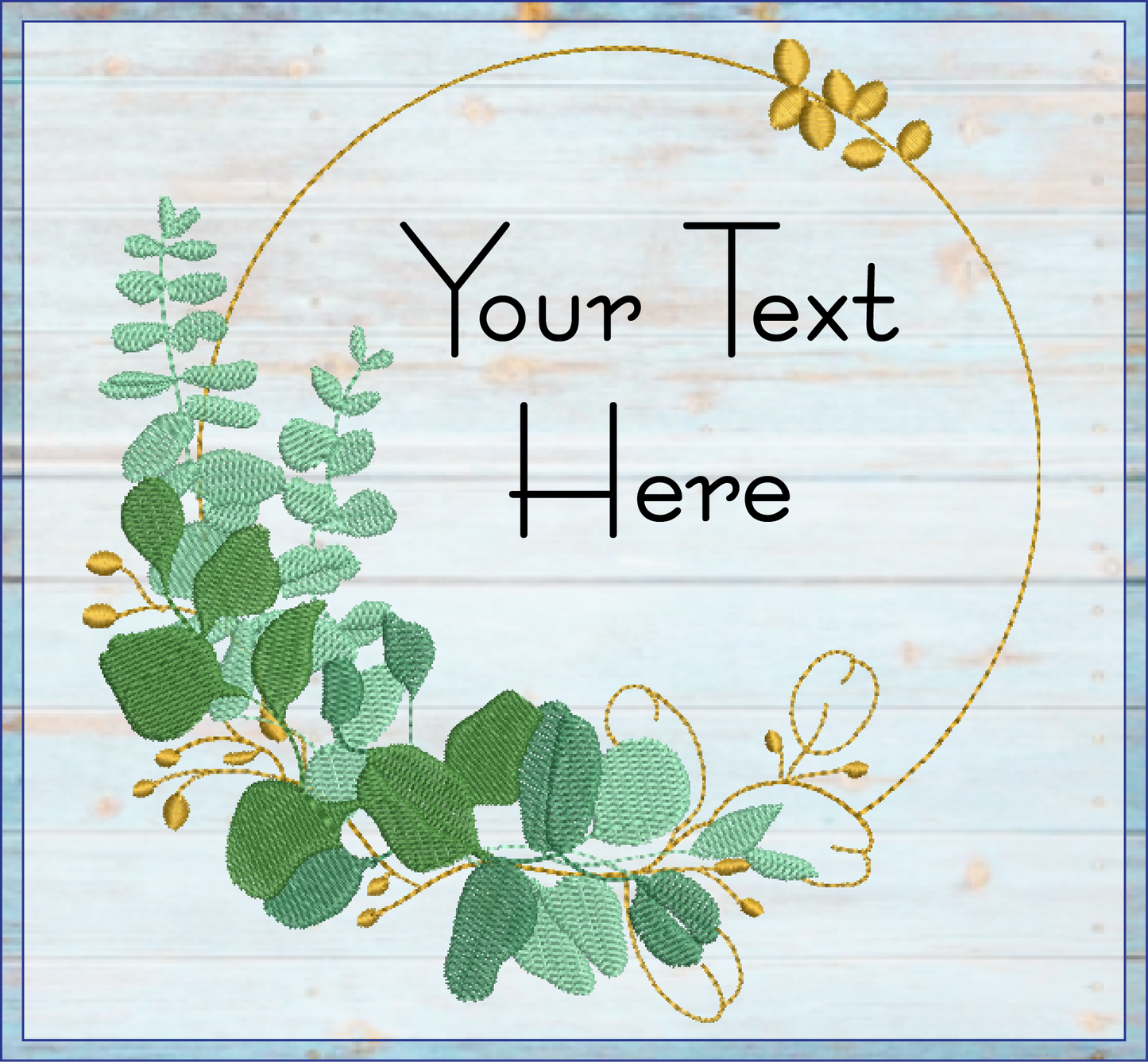 Eucalyptus Frame Machine Embroidery Design | Botanical Wreath Frame for Monograms and Text | Home & Garden Decor Element | 4 Sizes (0855)