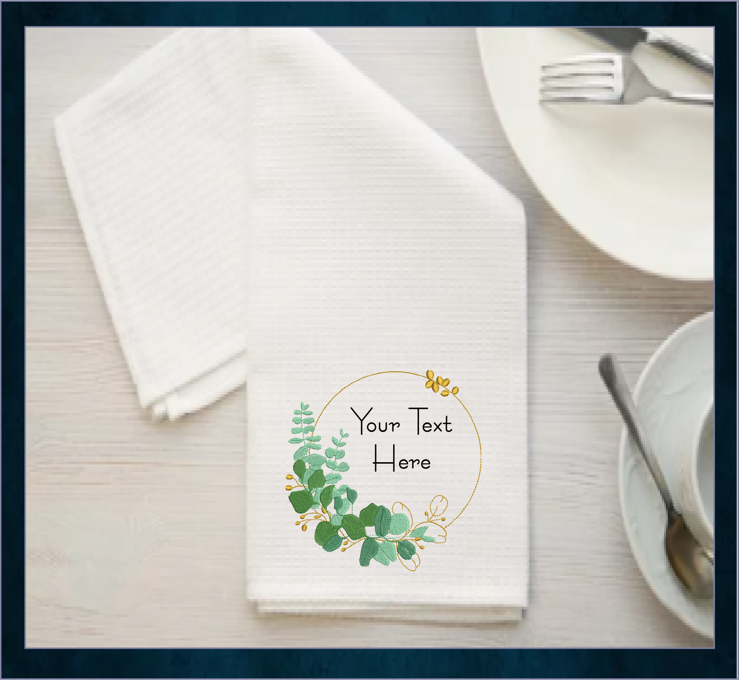 Eucalyptus Frame Machine Embroidery Design | Botanical Wreath Frame for Monograms and Text | Home & Garden Decor Element | 4 Sizes (0855)