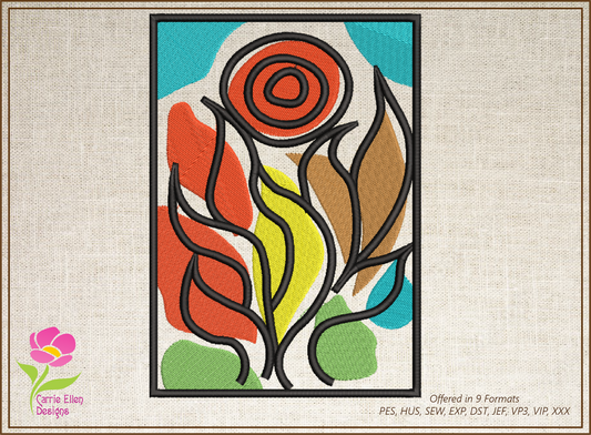 Flower Machine Embroidery Design – Fine Art Inspired Floral Embroidery Pattern – 8 Sizes (0176)