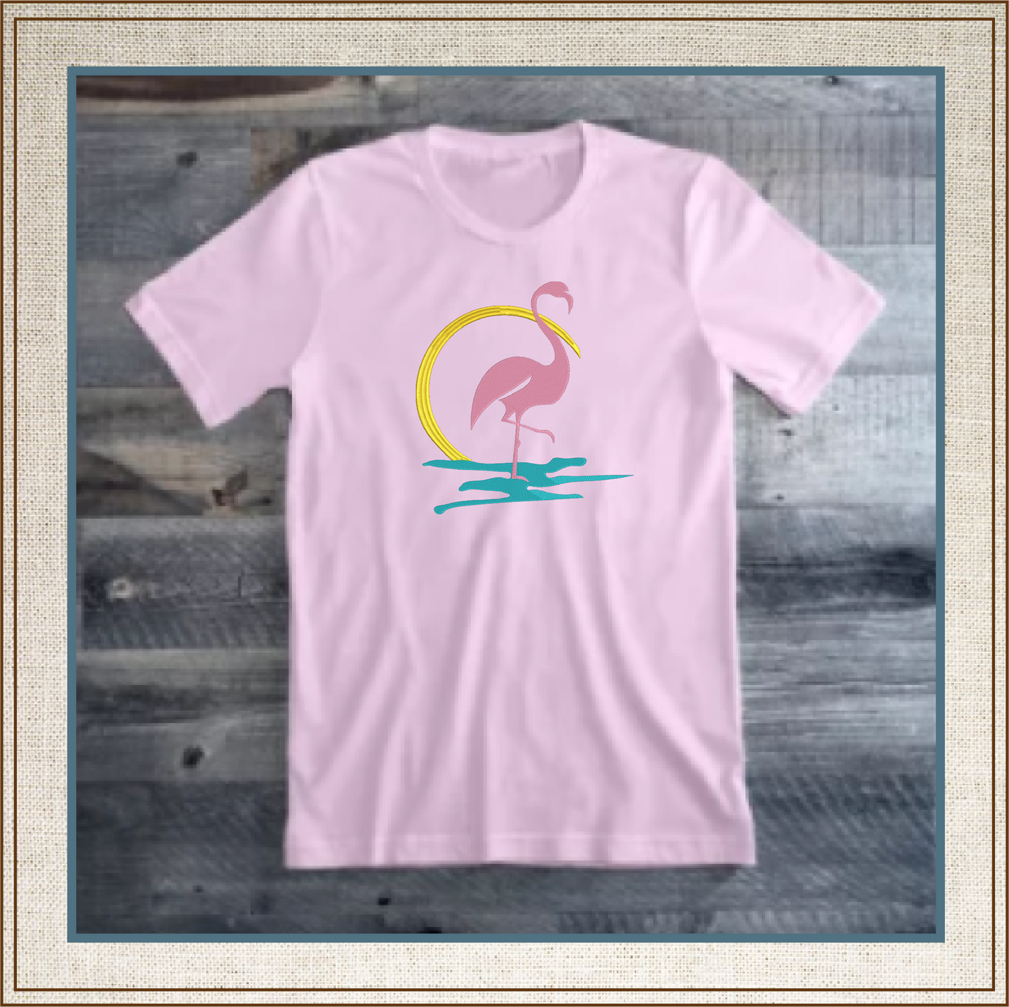Flamingo Machine Embroidery Design – Pink Bird at Sunrise Embroidery Pattern, 10 Sizes (0608)
