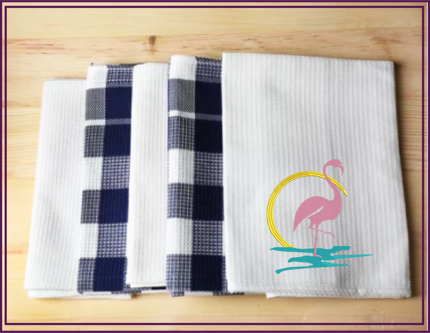 Flamingo Machine Embroidery Design – Pink Bird at Sunrise Embroidery Pattern, 10 Sizes (0608)
