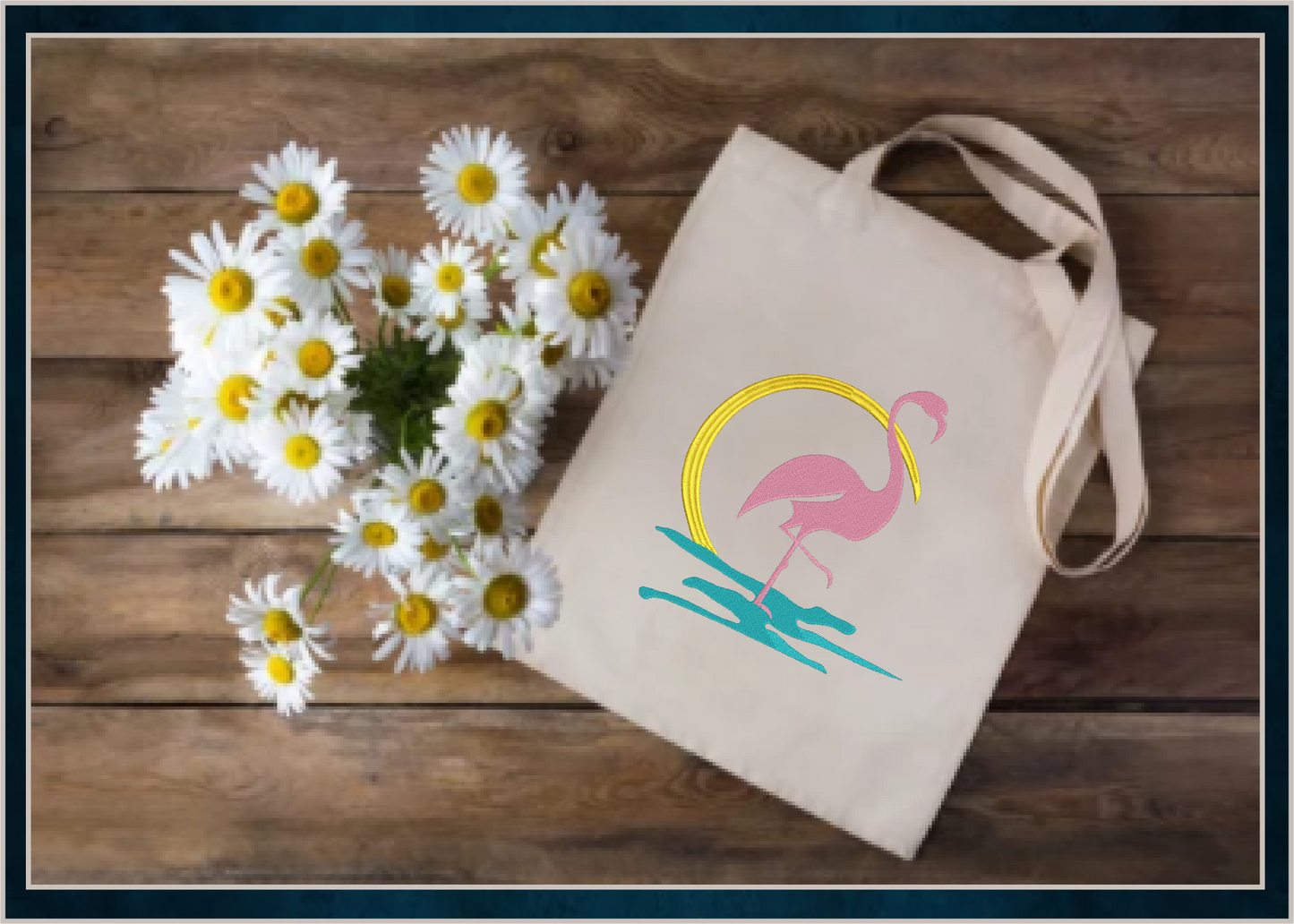 Flamingo Machine Embroidery Design – Pink Bird at Sunrise Embroidery Pattern, 10 Sizes (0608)