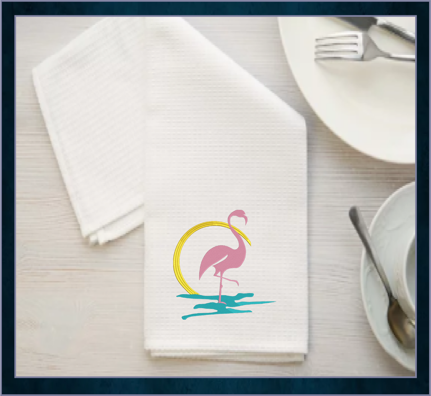Flamingo Machine Embroidery Design – Pink Bird at Sunrise Embroidery Pattern, 10 Sizes (0608)