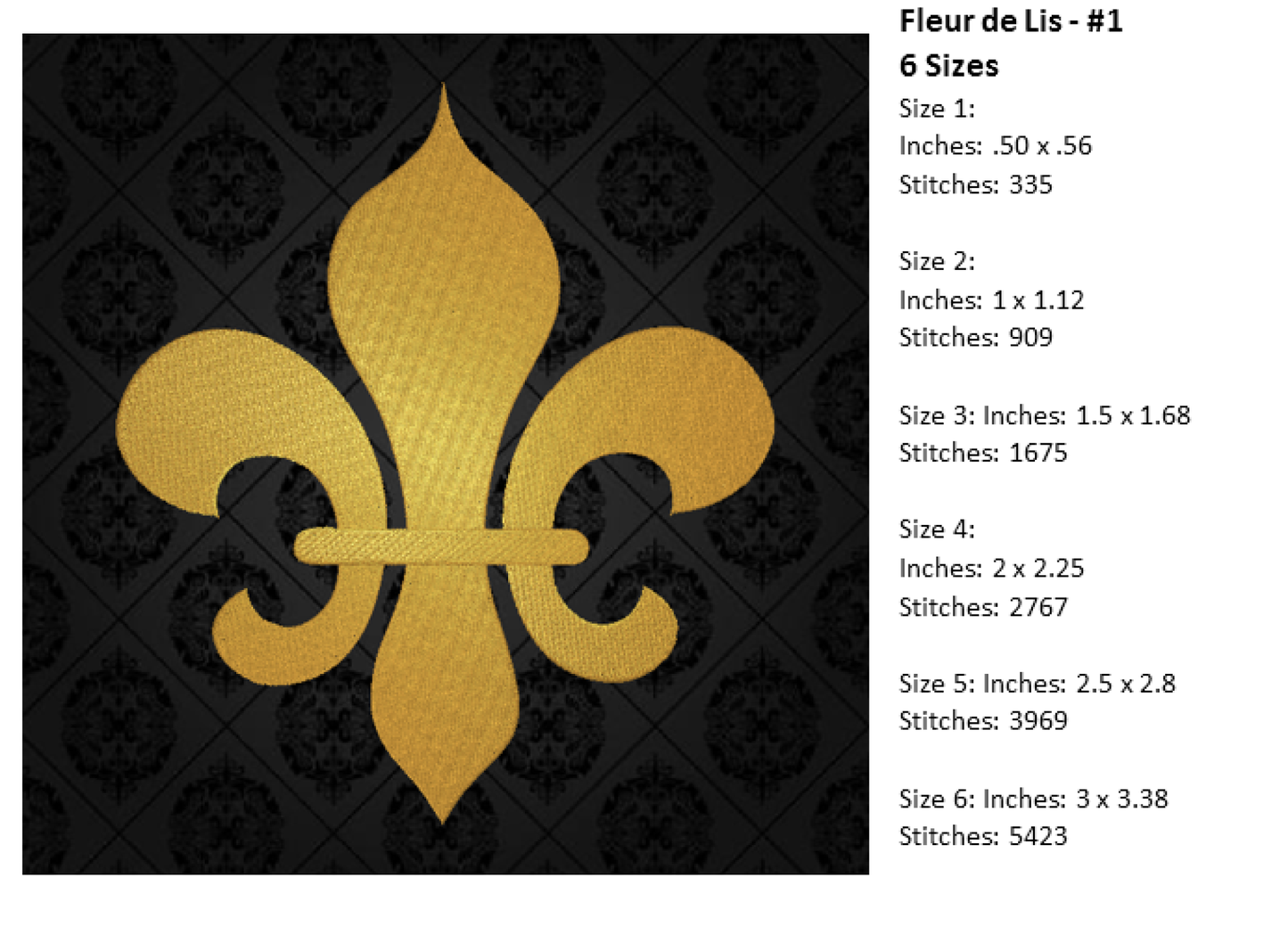 Fleur de Lis Machine Embroidery Design Bundle – Mardi Gras Design Elements – 8 Designs, 6 Sizes Each (0173)