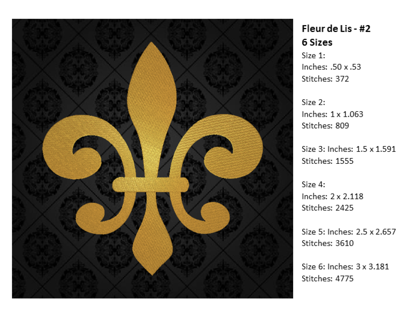 Fleur de Lis Machine Embroidery Design Bundle – Mardi Gras Design Elements – 8 Designs, 6 Sizes Each (0173)