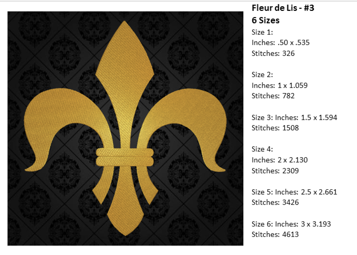Fleur de Lis Machine Embroidery Design Bundle – Mardi Gras Design Elements – 8 Designs, 6 Sizes Each (0173)