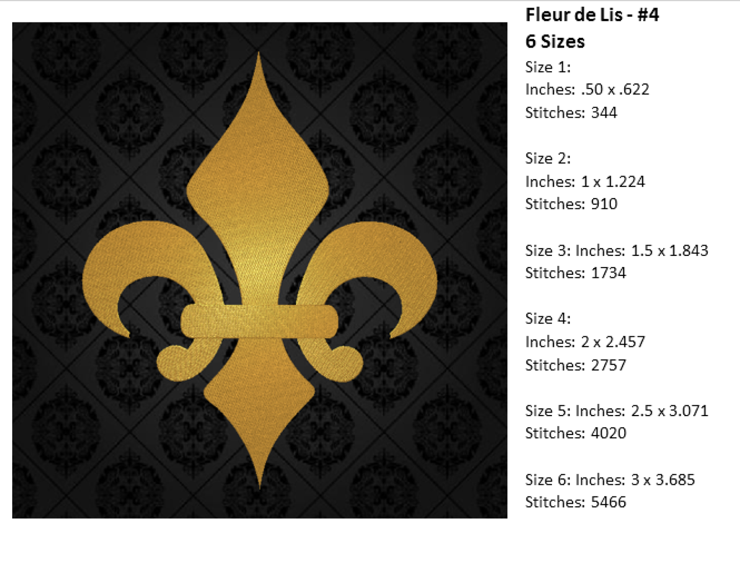 Fleur de Lis Machine Embroidery Design Bundle – Mardi Gras Design Elements – 8 Designs, 6 Sizes Each (0173)