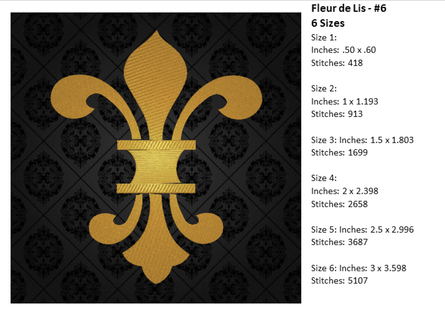 Fleur de Lis Machine Embroidery Design Bundle – Mardi Gras Design Elements – 8 Designs, 6 Sizes Each (0173)