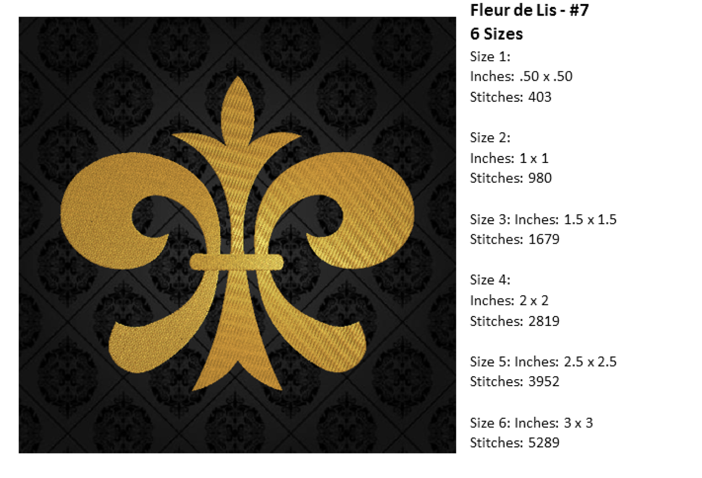 Fleur de Lis Machine Embroidery Design Bundle – Mardi Gras Design Elements – 8 Designs, 6 Sizes Each (0173)