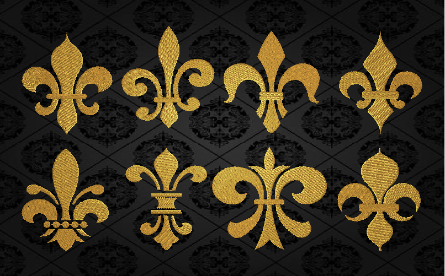 Fleur de Lis Machine Embroidery Design Bundle – Mardi Gras Design Elements – 8 Designs, 6 Sizes Each (0173)