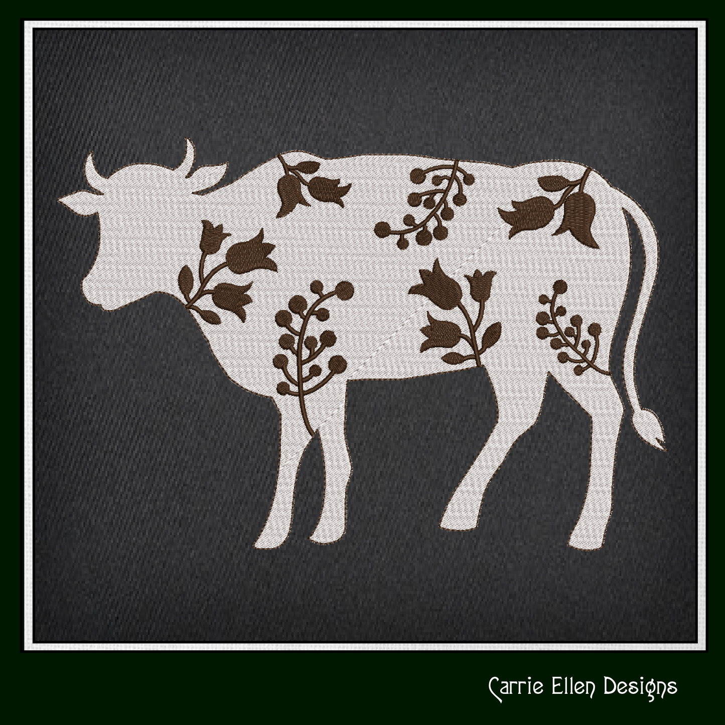Floral Cow Machine Embroidery Design – Wildflower Farm Animal Silhouette – 6 Sizes (1625)