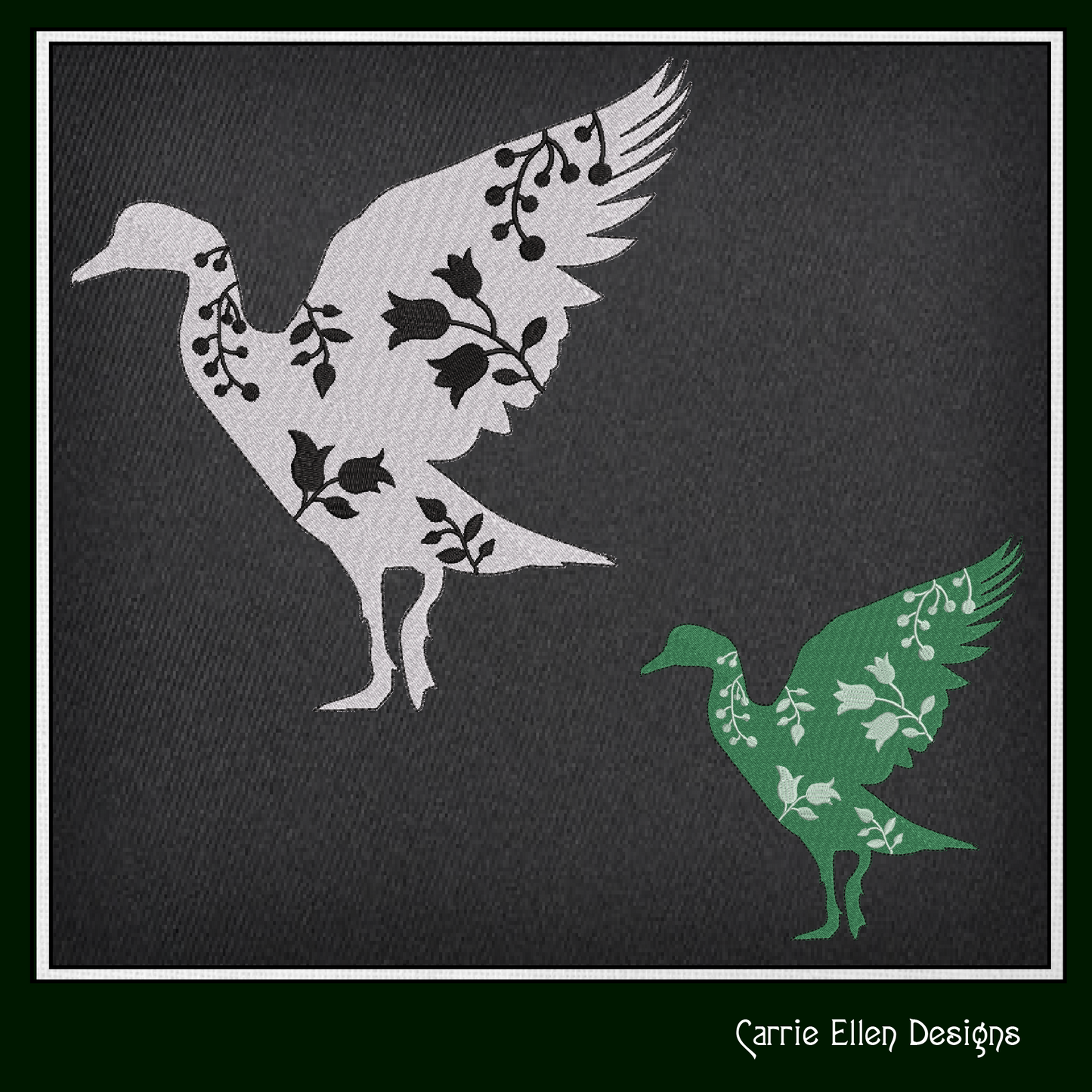 Floral Goose Machine Embroidery Design – Farm Animal Silhouette with Wildflowers – 6 Sizes (1634)