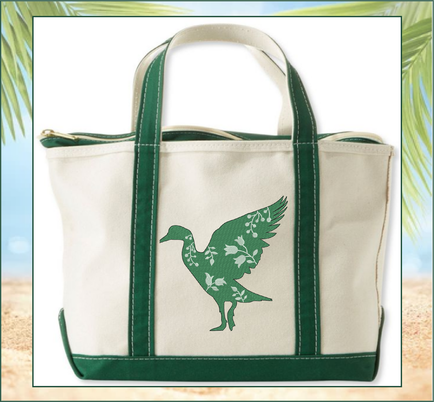 Floral Goose Machine Embroidery Design – Farm Animal Silhouette with Wildflowers – 6 Sizes (1634)