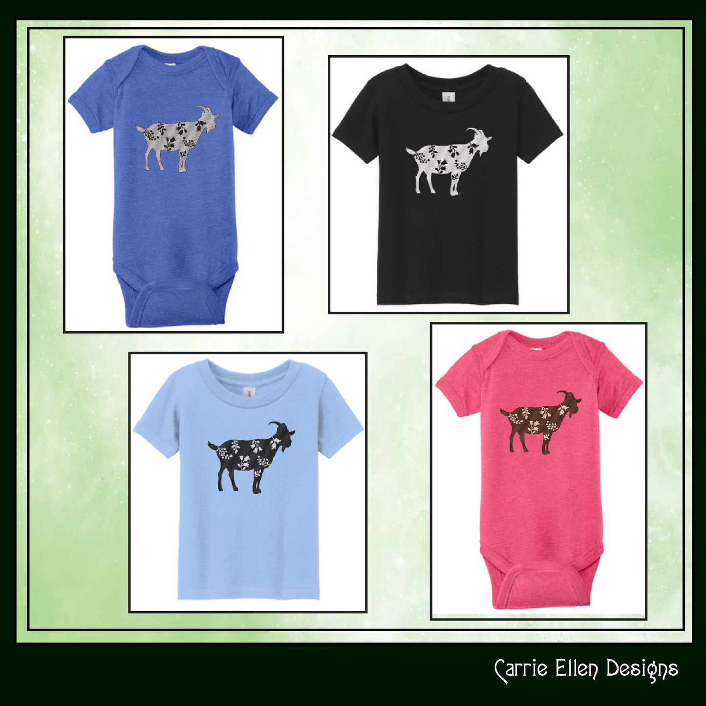 Floral Goat Machine Embroidery Design – Farm Animal with Wildflower Silhouette – 6 Sizes (1632)