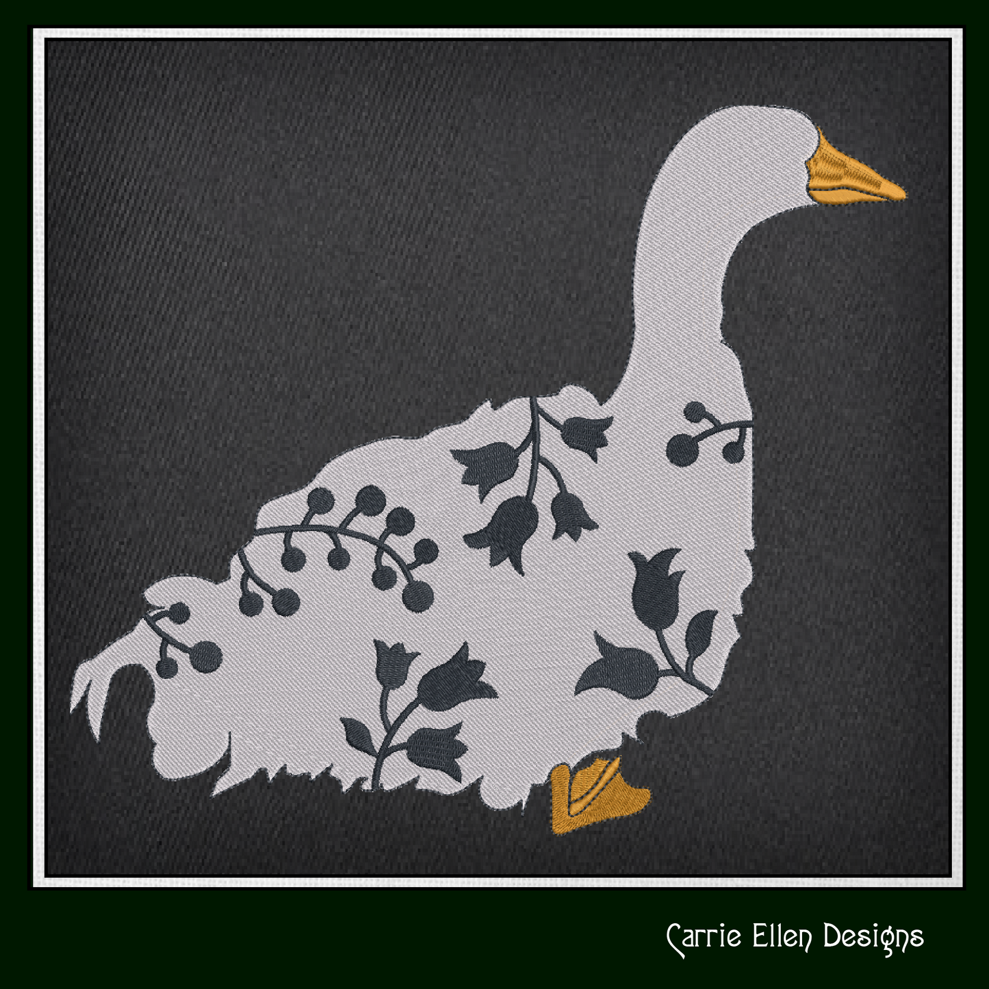 Sebastopol Goose Machine Embroidery Design – Floral Goose Silhouette with Wildflowers – 6 Sizes (1616)