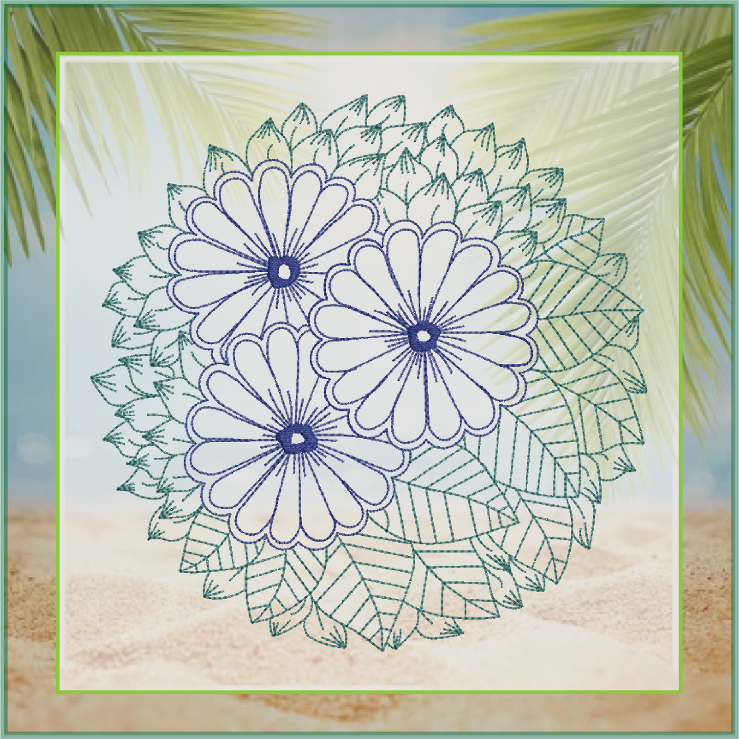 Mandala Flower Embroidery Design – Lace Floral Line Art – Spiritual Machine Embroidery File, 6 Sizes (0673)