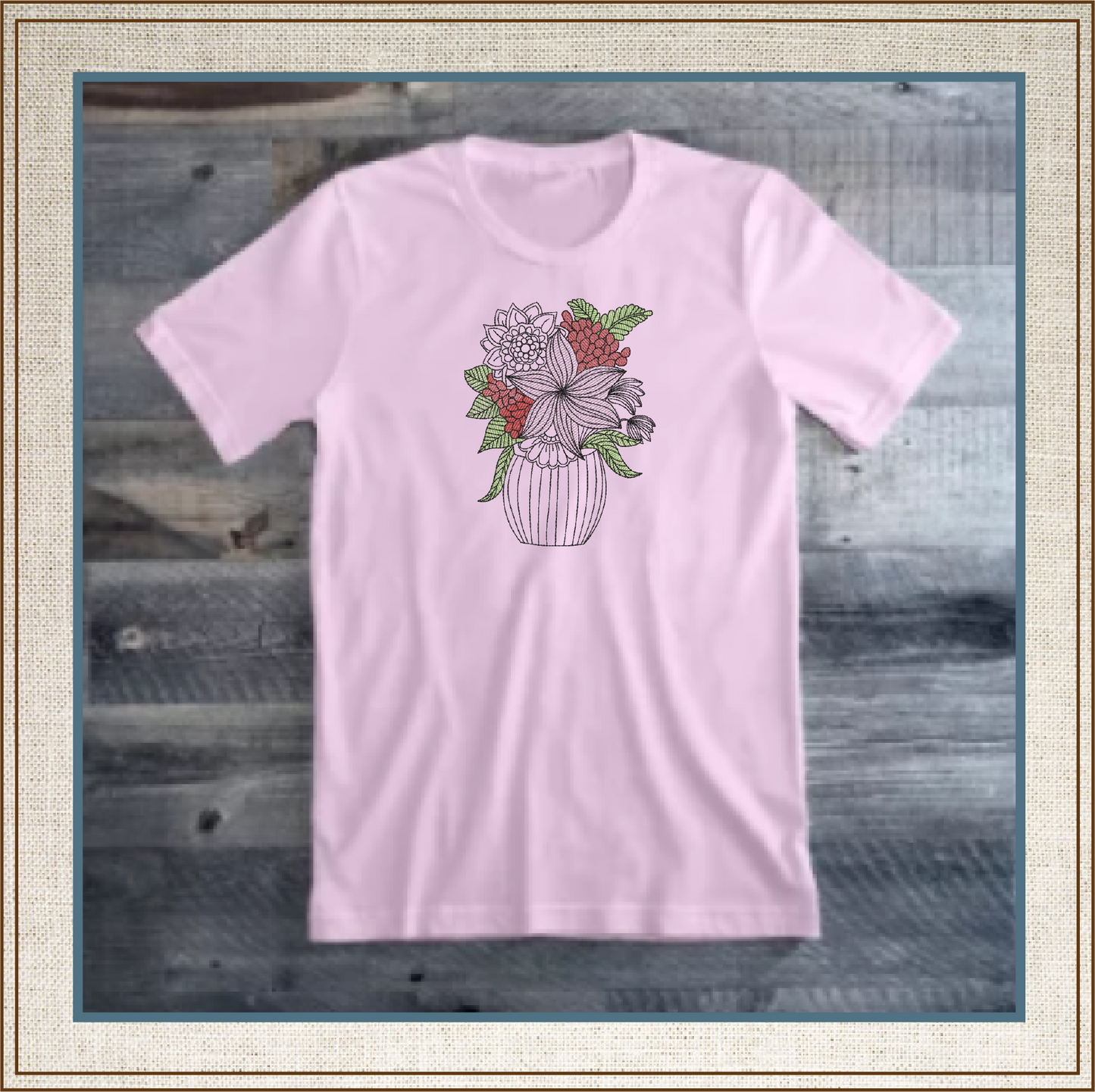 Flowers in Vase Machine Embroidery Design | Floral Table Setting Stitch File | Garden Flowers Pattern | 6 Sizes (0652)