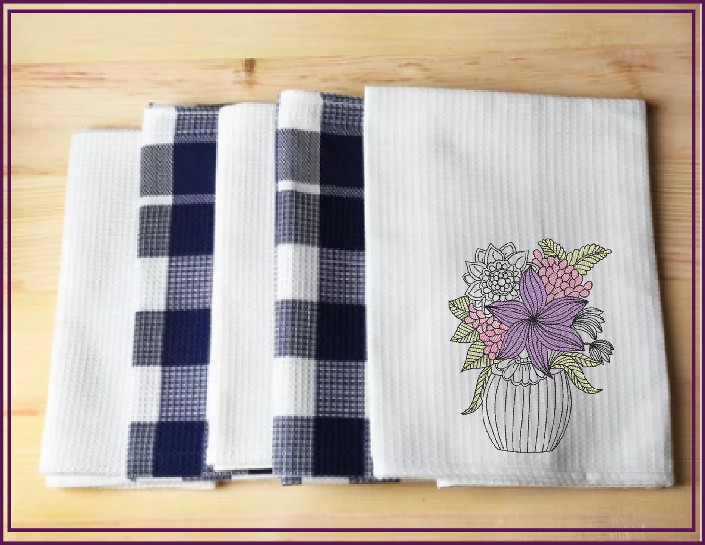 Flowers in Vase Machine Embroidery Design | Floral Table Setting Stitch File | Garden Flowers Pattern | 6 Sizes (0652)