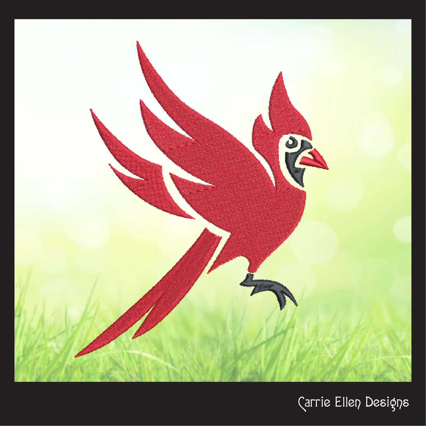 Cardinal Machine Embroidery Design – Flying Red Birds – 6 Sizes (1582)