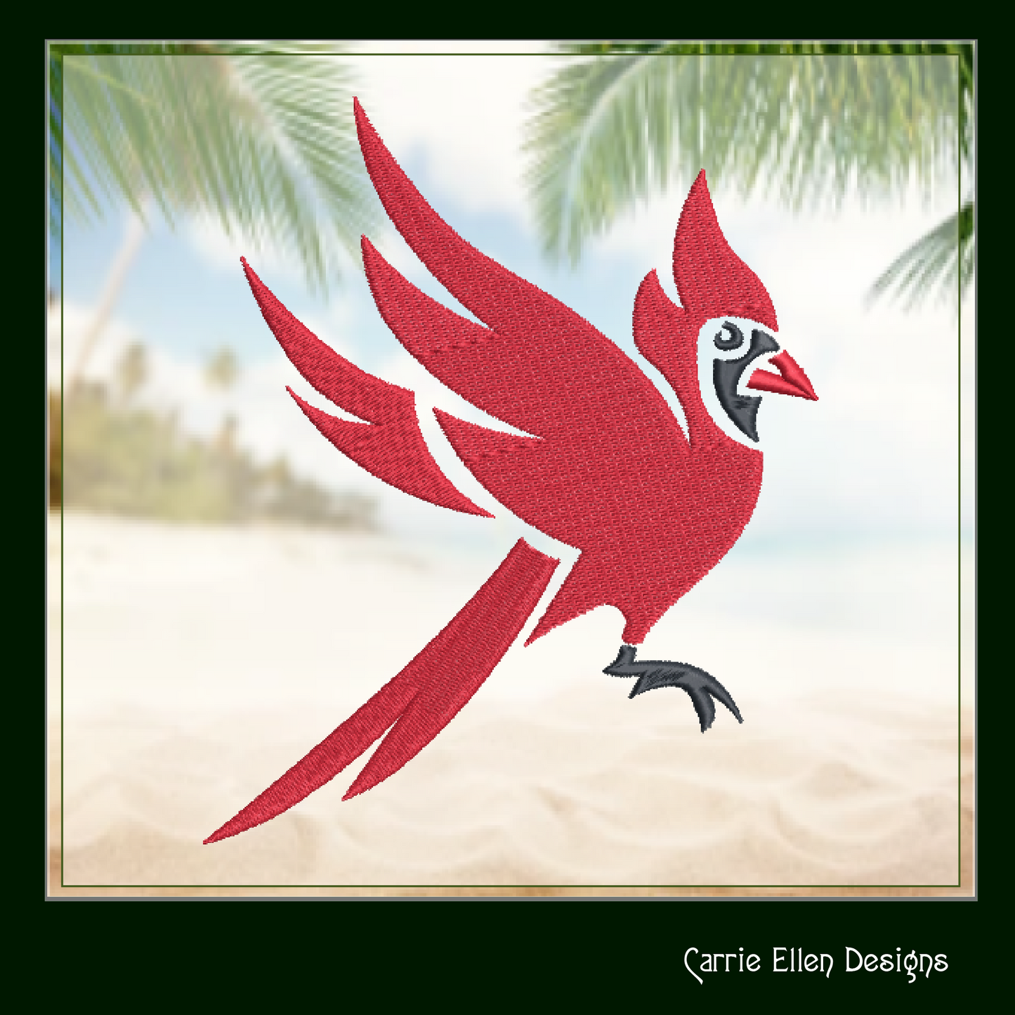 Cardinal Machine Embroidery Design – Flying Red Birds – 6 Sizes (1582)