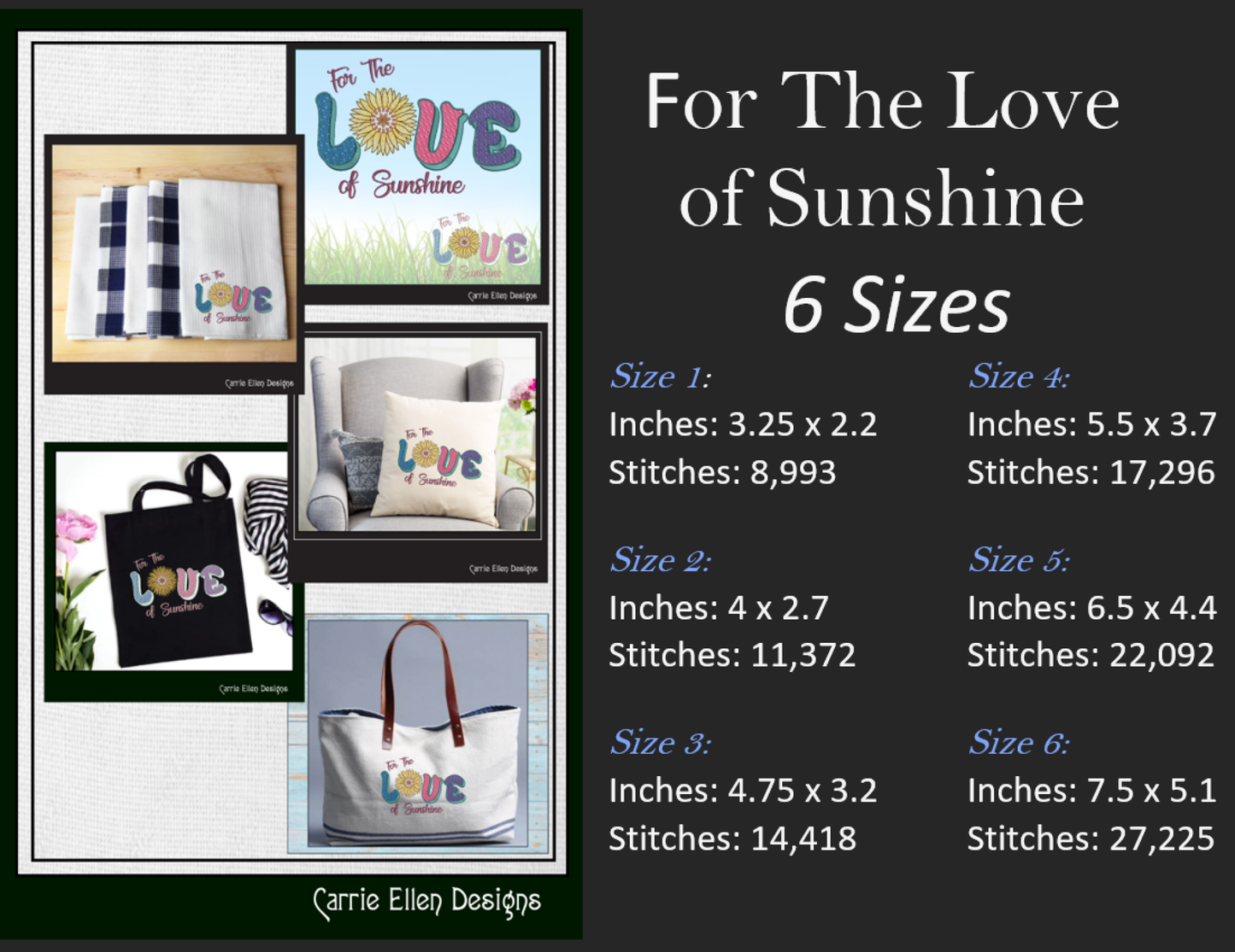 Sunshine Machine Embroidery Design | For the Love of Sunshine Saying | Positive Vibes & Happy Quotes | 6 Sizes (1747)