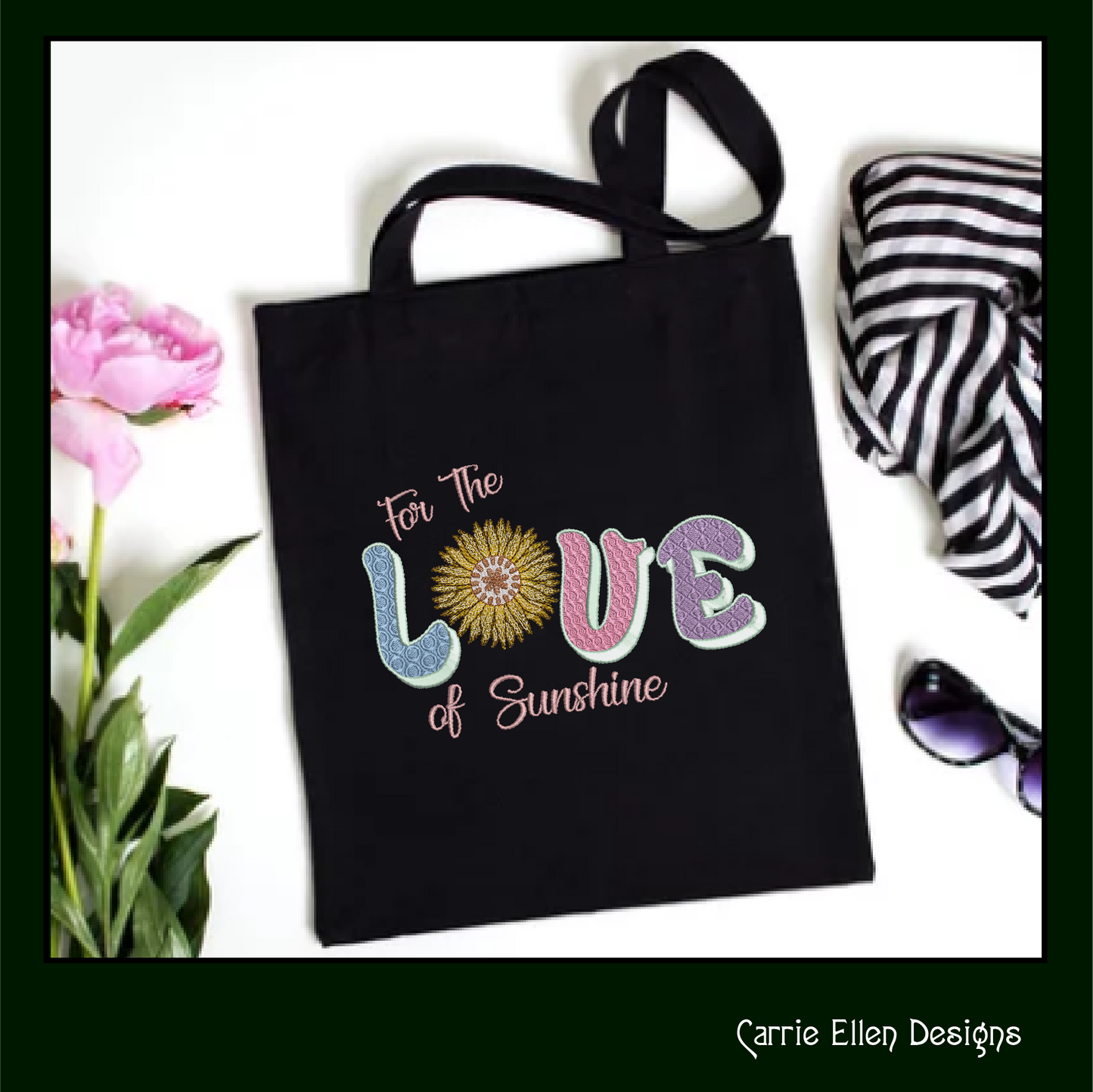 Sunshine Machine Embroidery Design | For the Love of Sunshine Saying | Positive Vibes & Happy Quotes | 6 Sizes (1747)