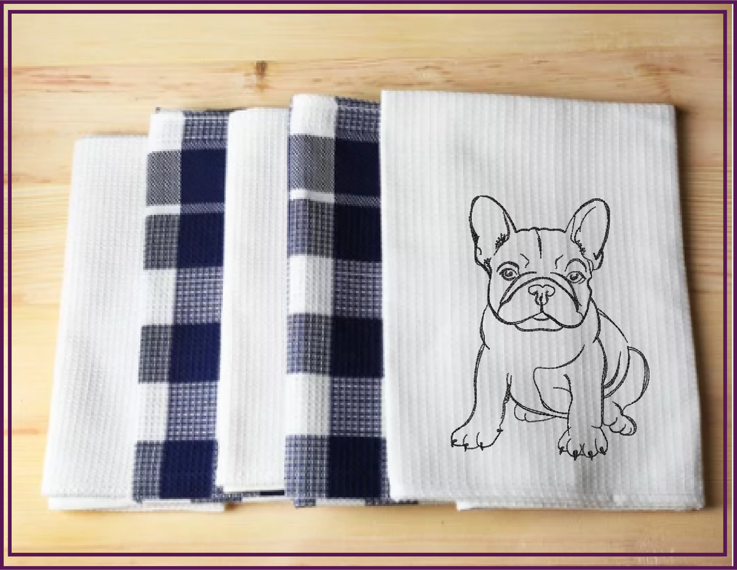 French Bulldog Machine Embroidery Design – Frenchie Line Art Pet Dog Embroidery Pattern, 8 Sizes (0510)