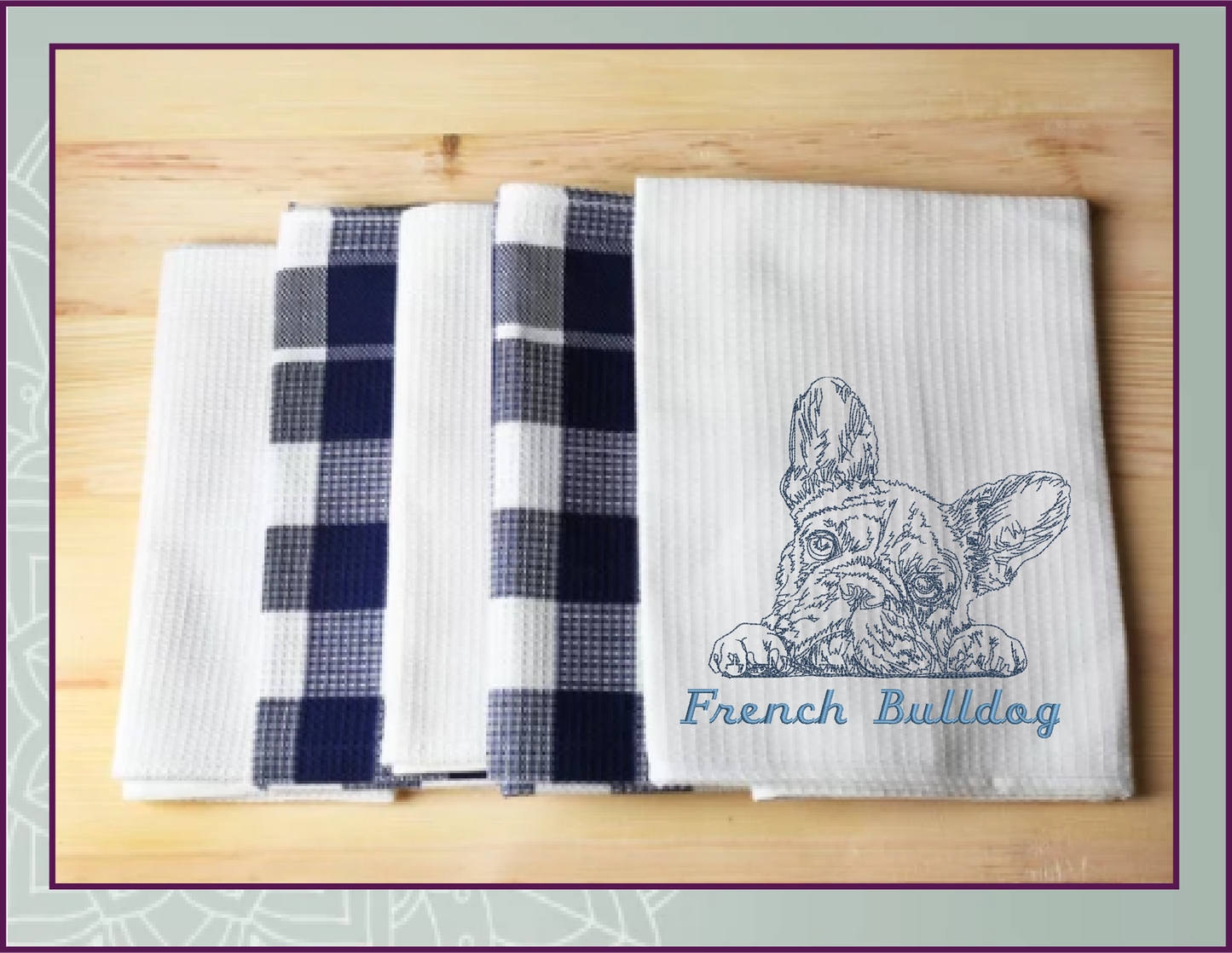 French Bulldog Sketch Machine Embroidery Design – Frenchie Line Art Dog Pattern, 8 Sizes (0492)