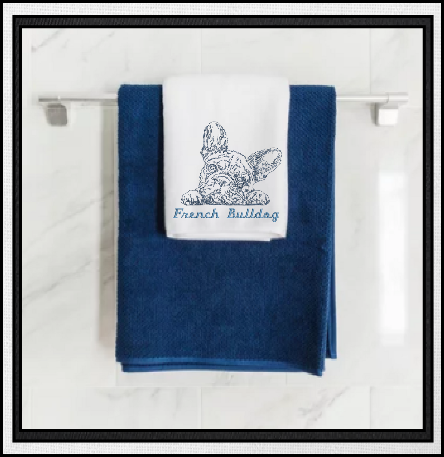 French Bulldog Sketch Machine Embroidery Design – Frenchie Line Art Dog Pattern, 8 Sizes (0492)