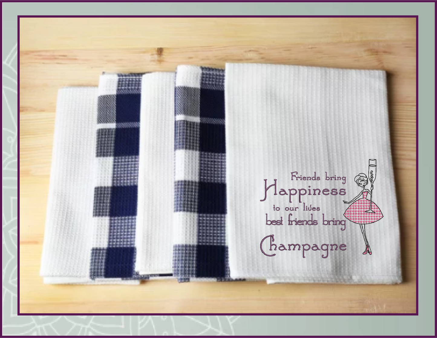 Friends Bring Champagne Machine Embroidery Design | Funny Sassy Quote, 4 Sizes (0426)