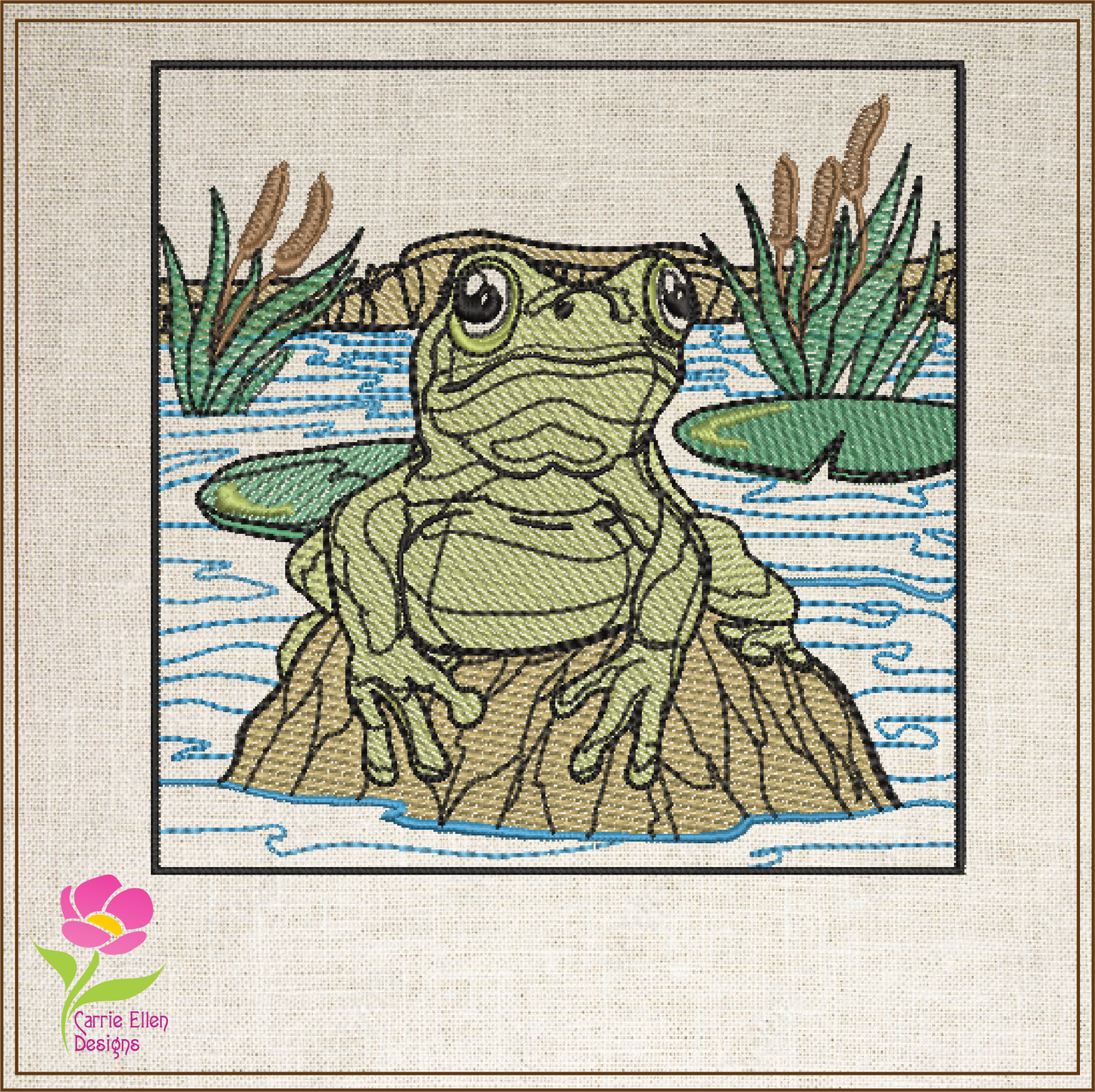 Frog Embroidery Design, Toad Machine Embroidery Design, Animal Embroidery, Nature Embroidery, 4 Sizes (0414)