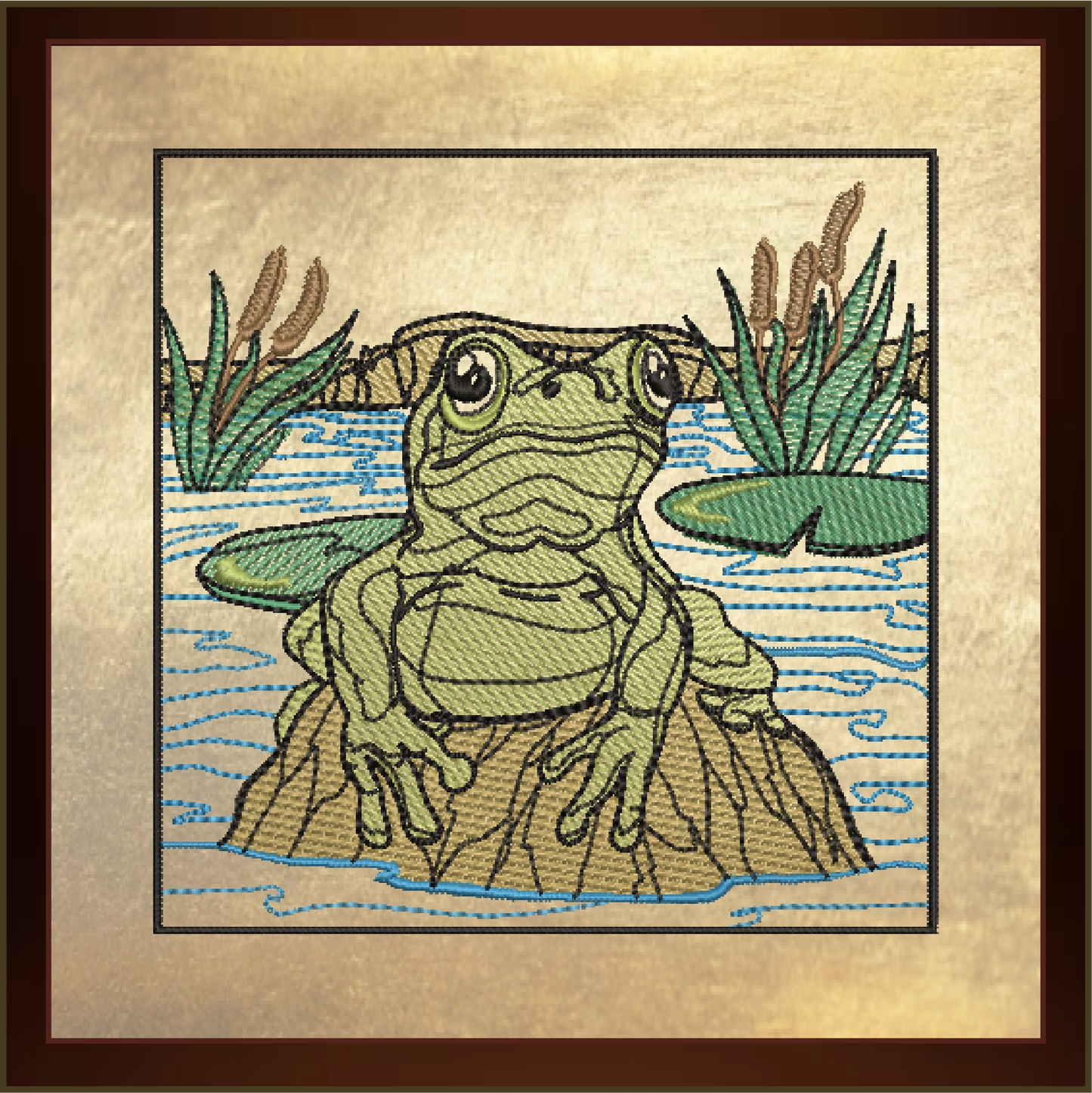 Frog Embroidery Design, Toad Machine Embroidery Design, Animal Embroidery, Nature Embroidery, 4 Sizes (0414)
