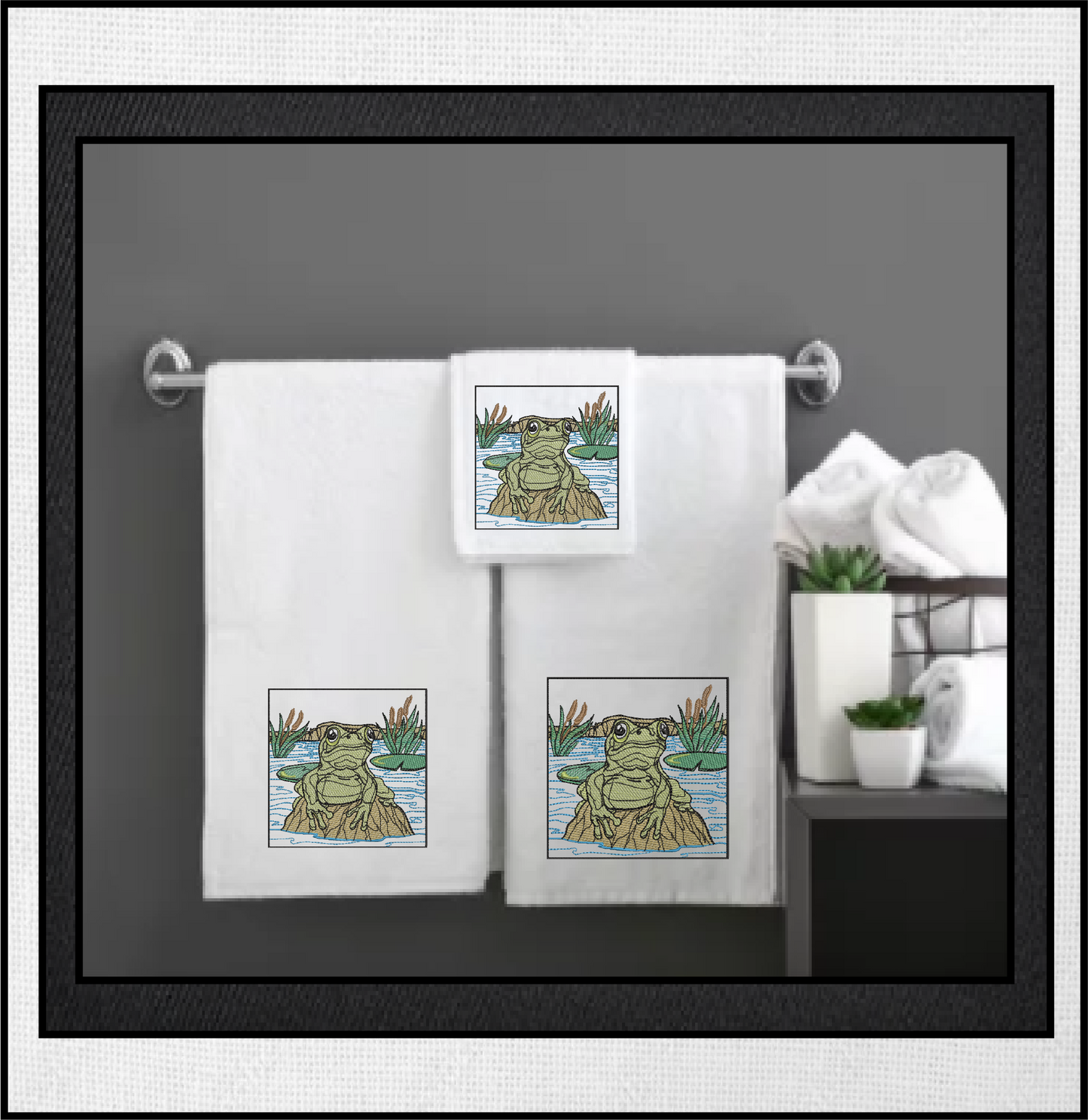 Frog Embroidery Design, Toad Machine Embroidery Design, Animal Embroidery, Nature Embroidery, 4 Sizes (0414)