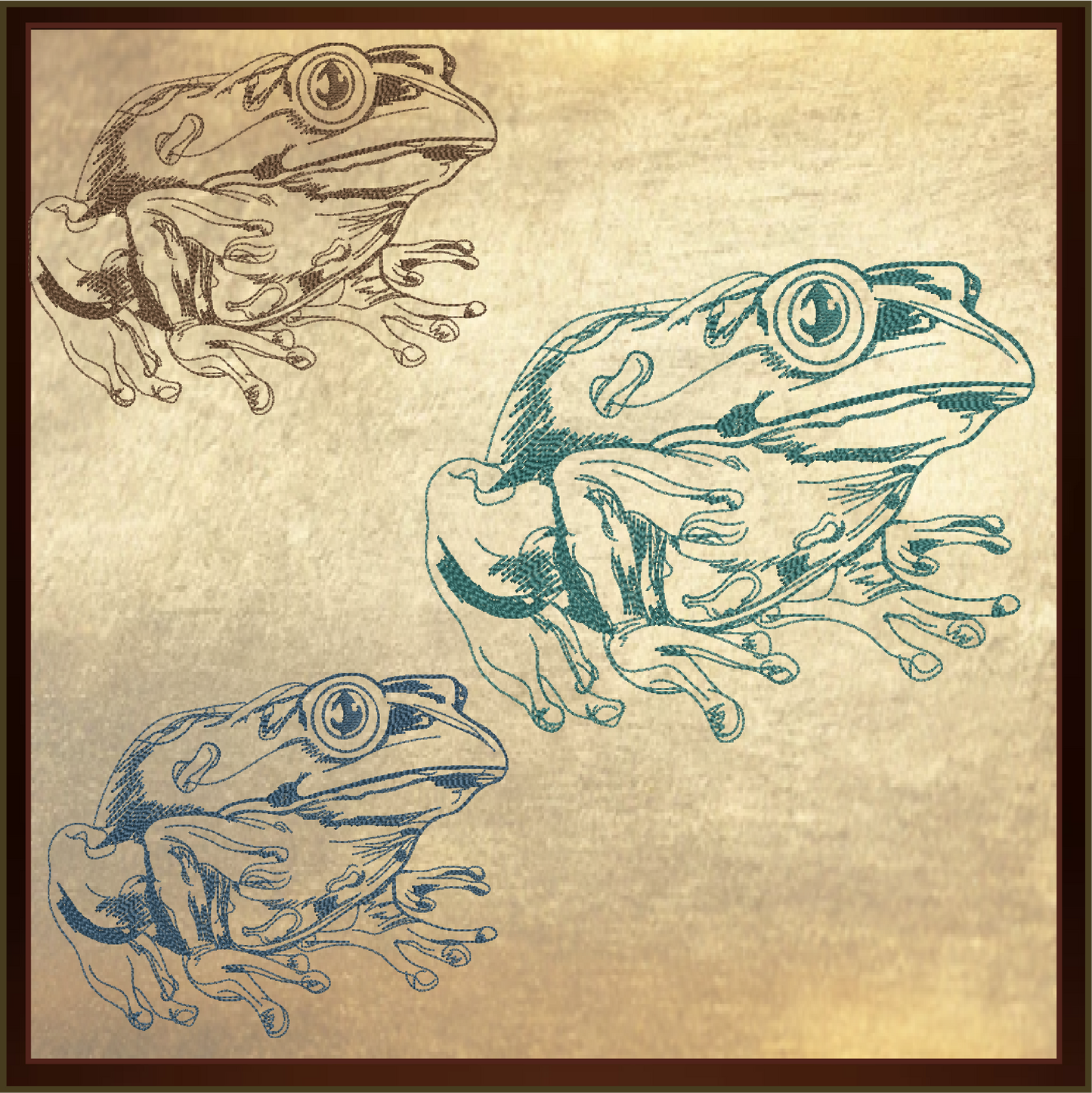 Frog Machine Embroidery Design, Toad Embroidery Sketch Design, Redwork Animal Line Art, Nature Embroidery, 4 Sizes (0434)