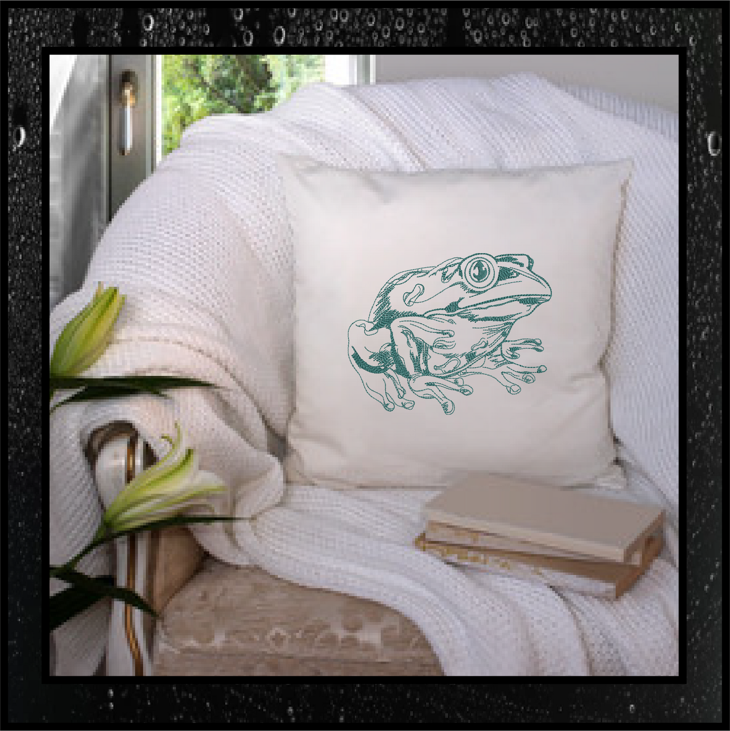 Frog Machine Embroidery Design, Toad Embroidery Sketch Design, Redwork Animal Line Art, Nature Embroidery, 4 Sizes (0434)